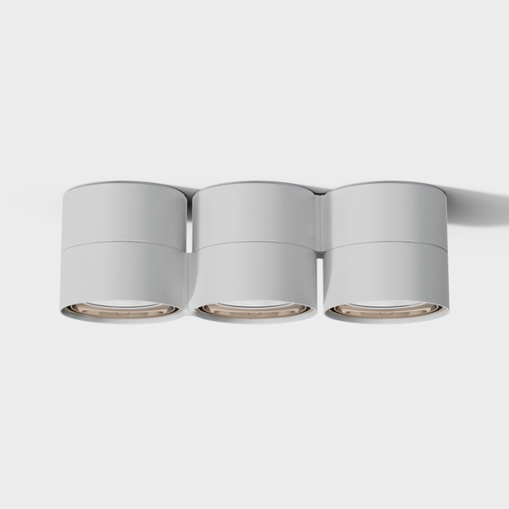 Modern white three round surface mounted spotlights