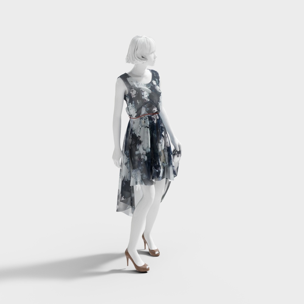 现代人物花裙服装模特