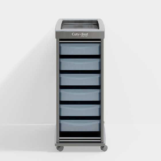 Modern Barber Cabinet 3D Model in Black and Gray