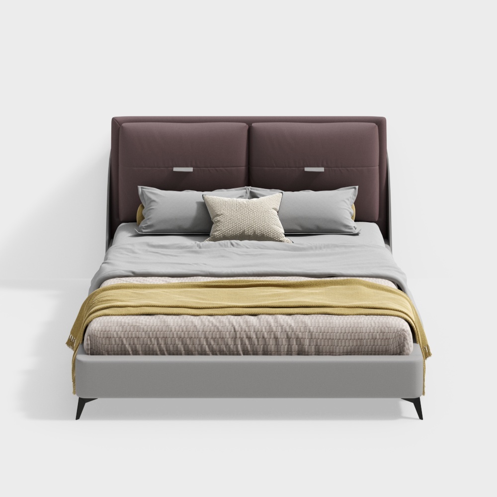 小黄马家具+4系+极简双人床+M18-F1-C