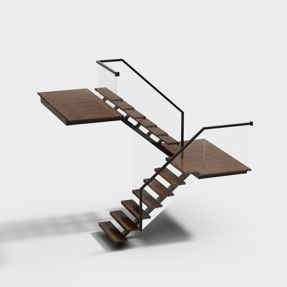 Modern Brown Staircase 3D Model for Elegant Interiors