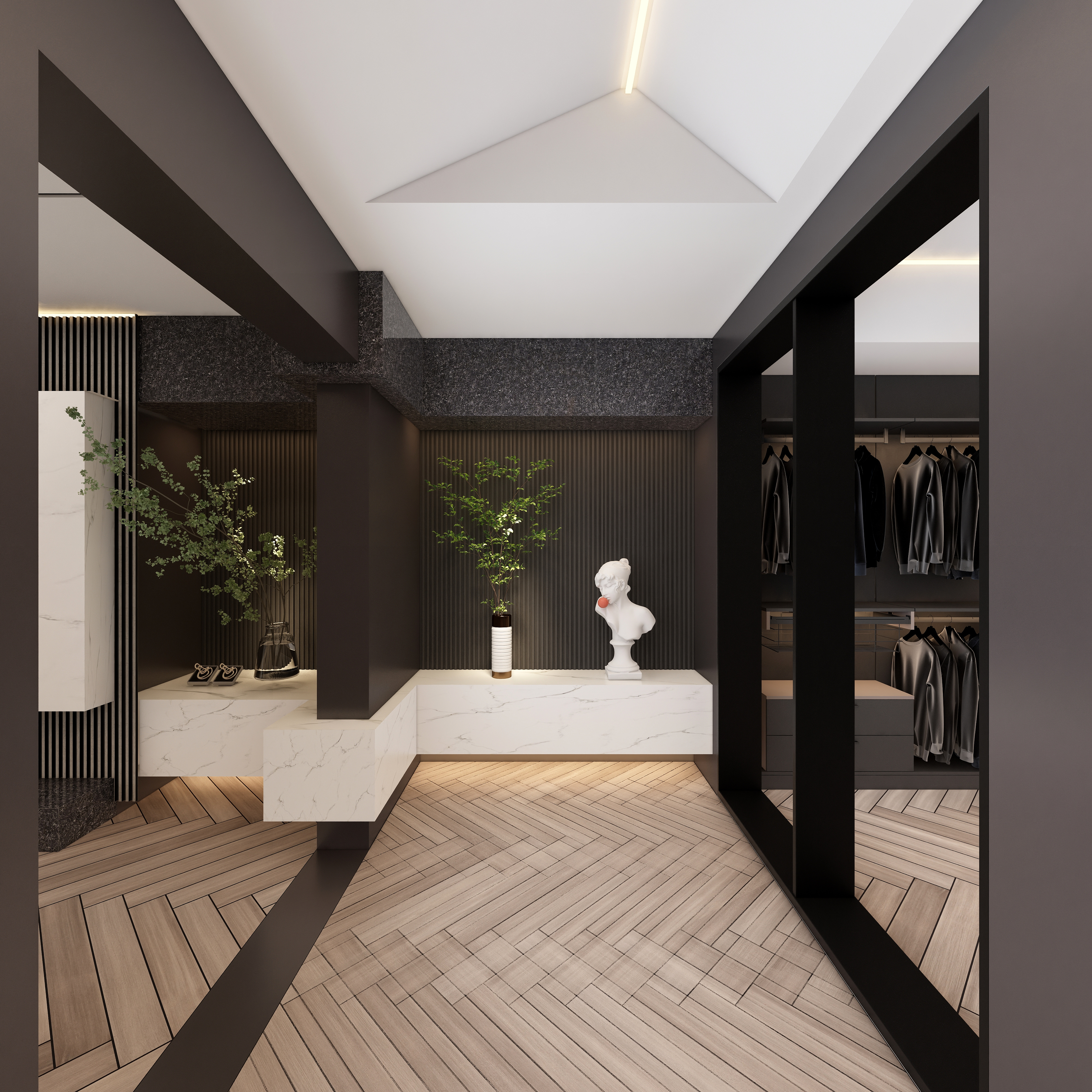 FAKAS-雅致黑白灰--【Euphoria】二层主卧过道装修效果图第4张