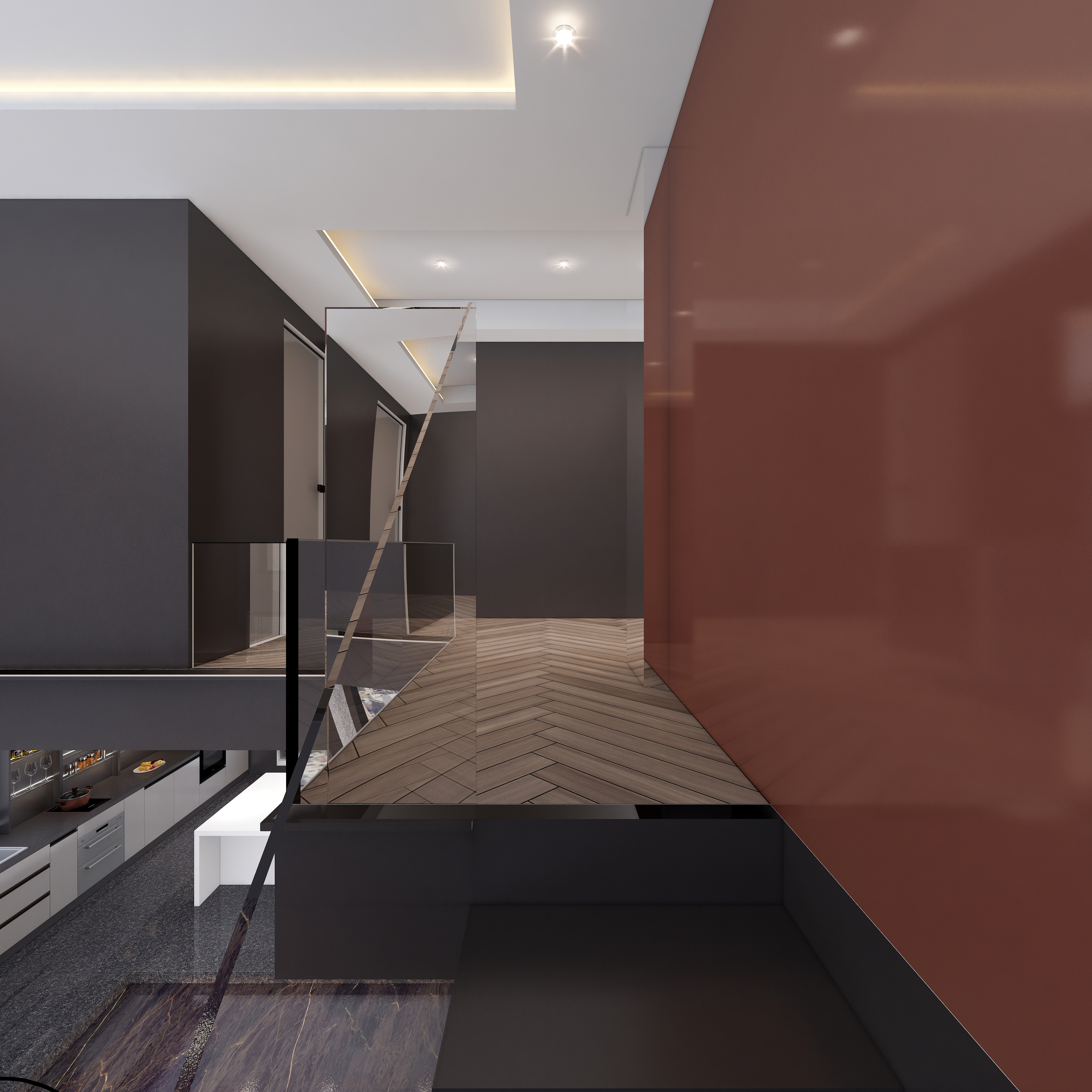 FAKAS-雅致黑白灰--【Euphoria】二层二楼过道装修效果图第4张