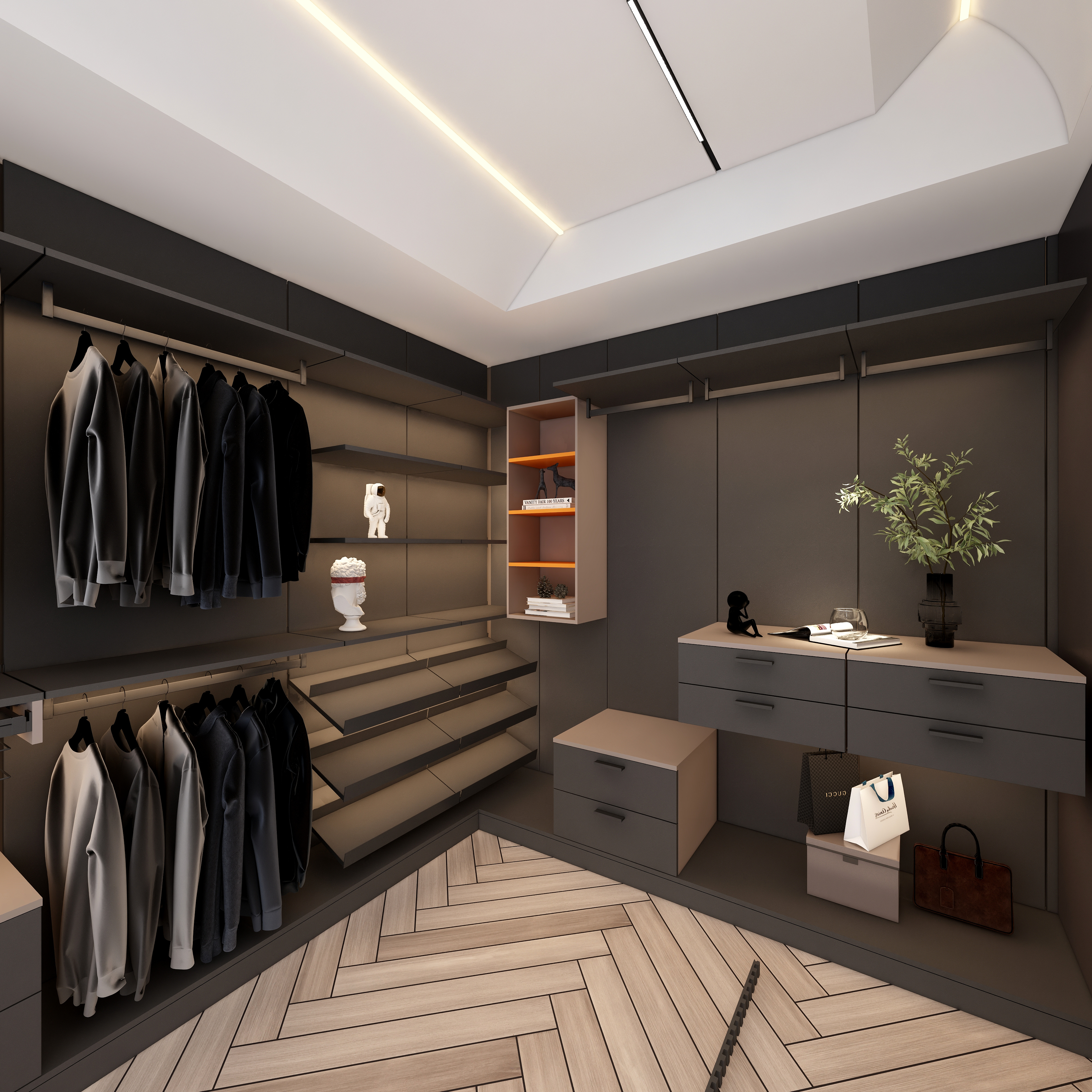 FAKAS-雅致黑白灰--【Euphoria】二层主卧衣帽间装修效果图第3张