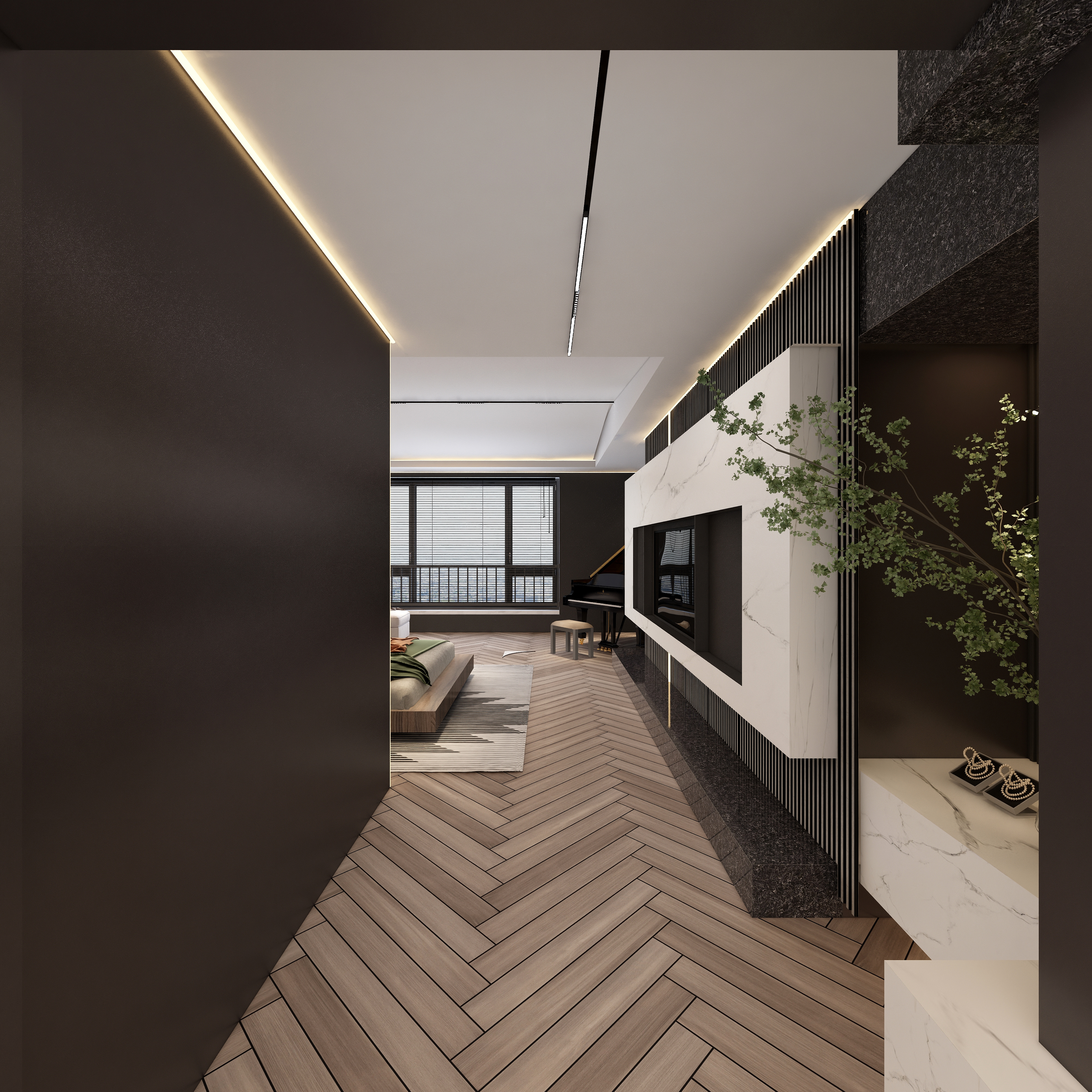 FAKAS-雅致黑白灰--【Euphoria】二层主卧过道装修效果图第3张