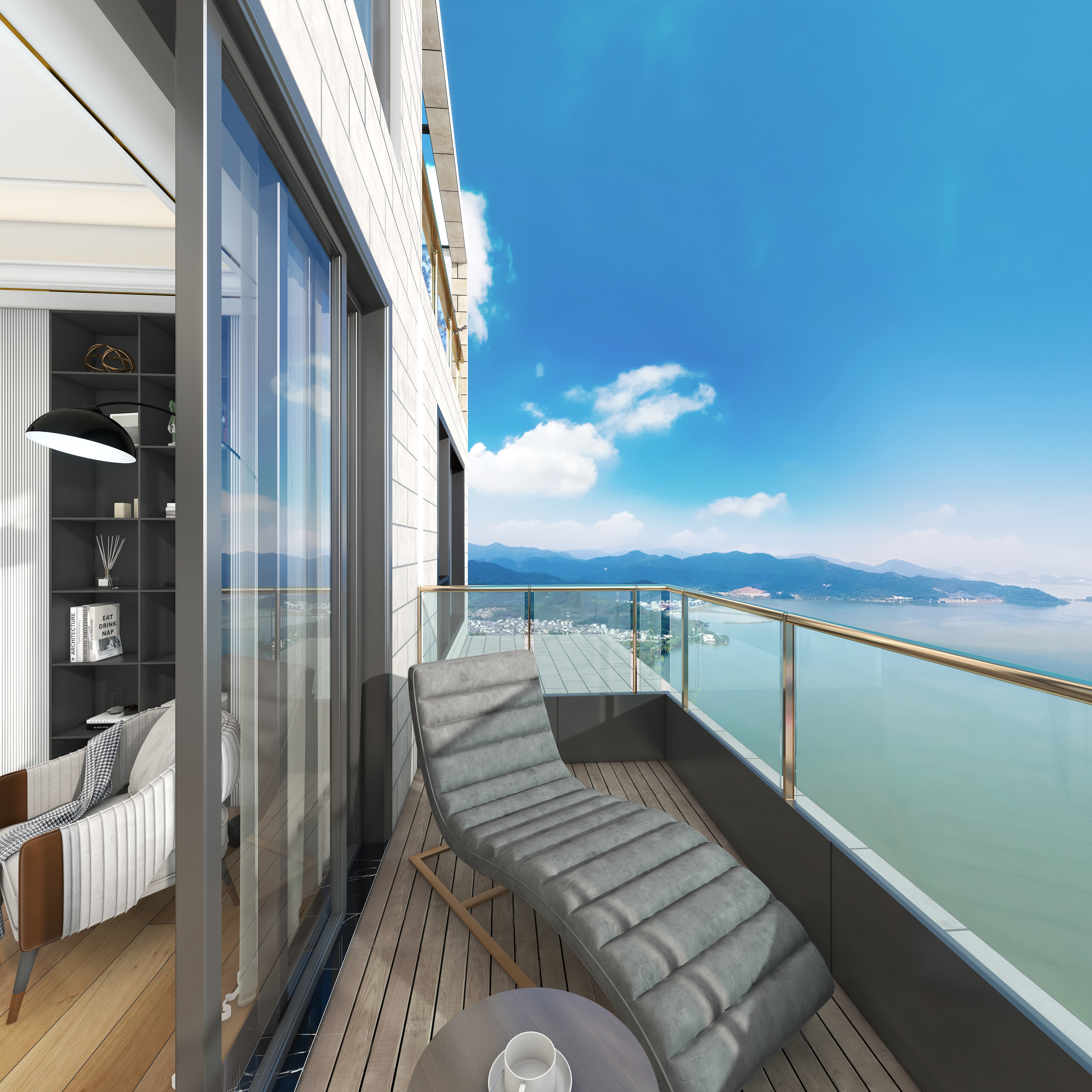 北宸空間設計-极米光影-392平三层别墅-美式轻奢二层露台（无顶）装修效果图第4张