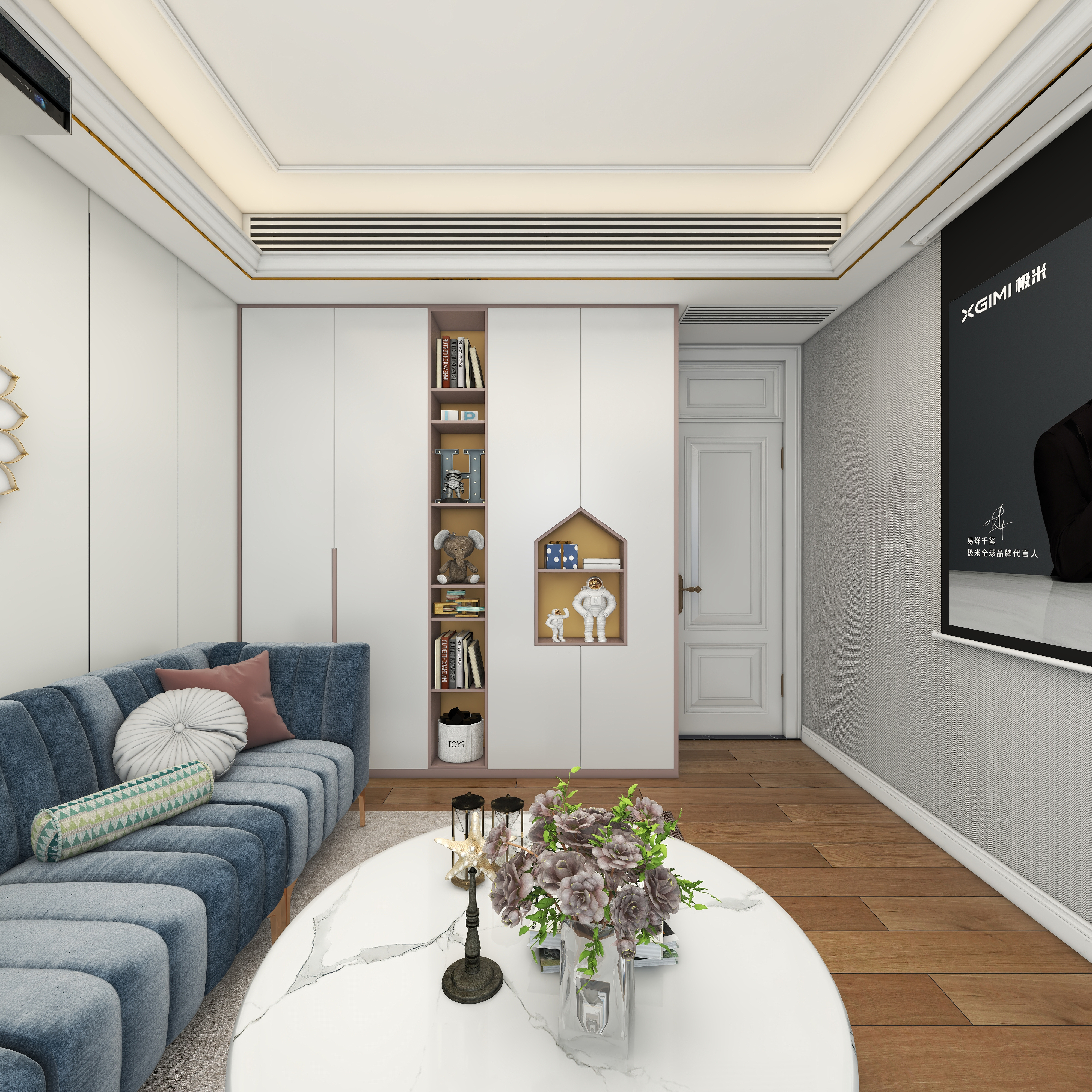 北宸空間設計-极米光影-392平三层别墅-美式轻奢三层公主房起居室装修效果图第4张