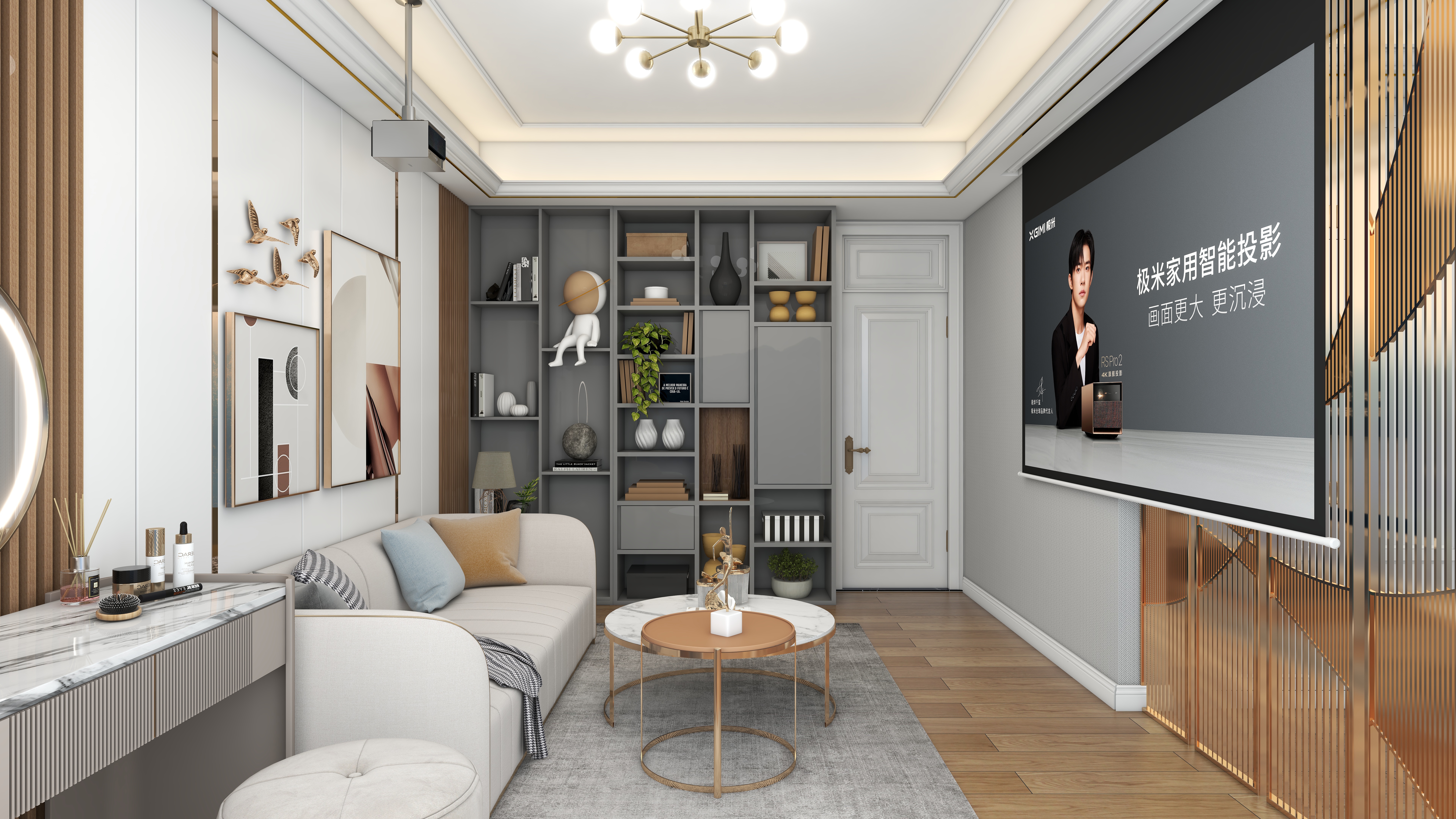 北宸空間設計-极米光影-392平三层别墅-美式轻奢二层长辈房起居室装修效果图第2张