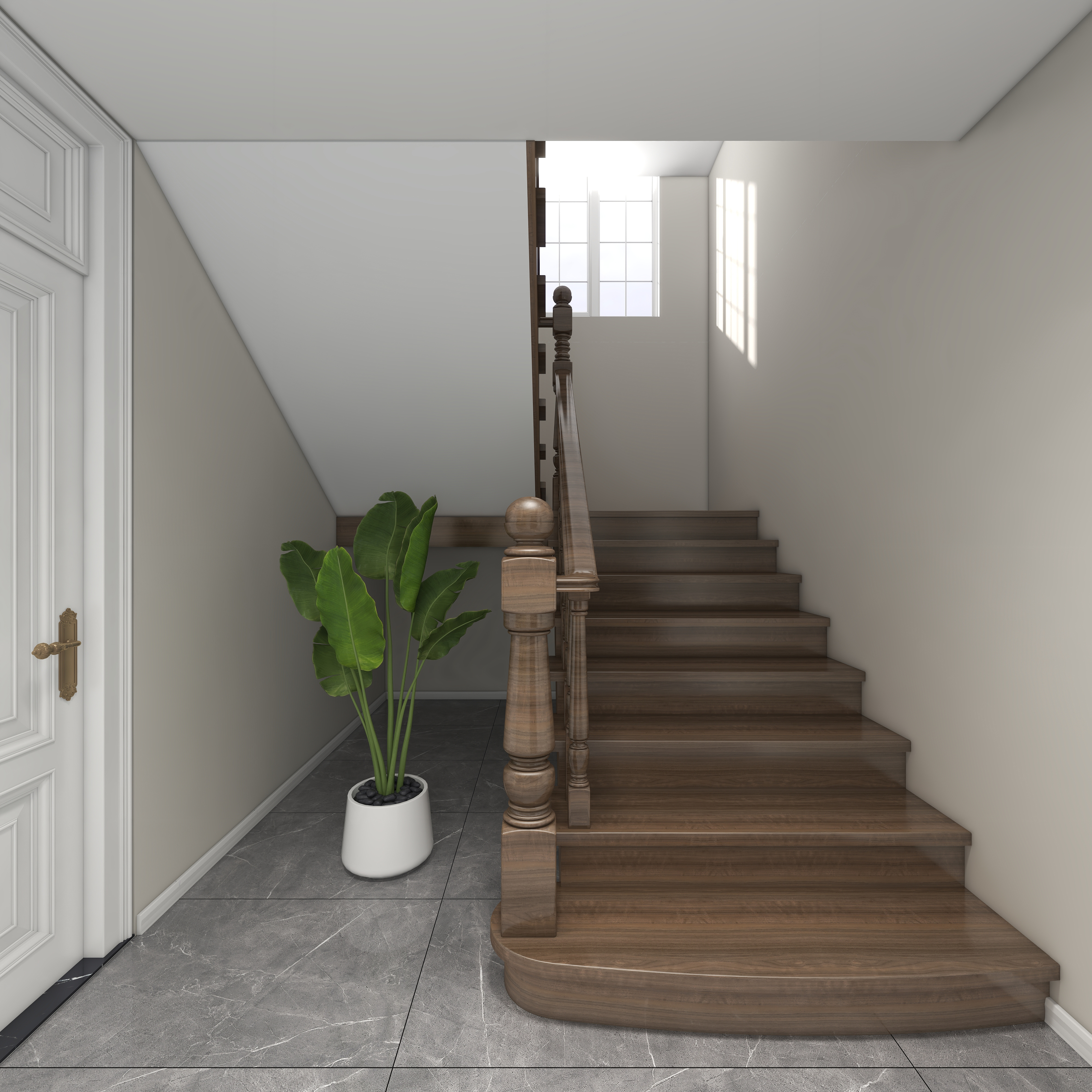 北宸空間設計-极米光影-392平三层别墅-美式轻奢一层一楼走廊装修效果图第4张