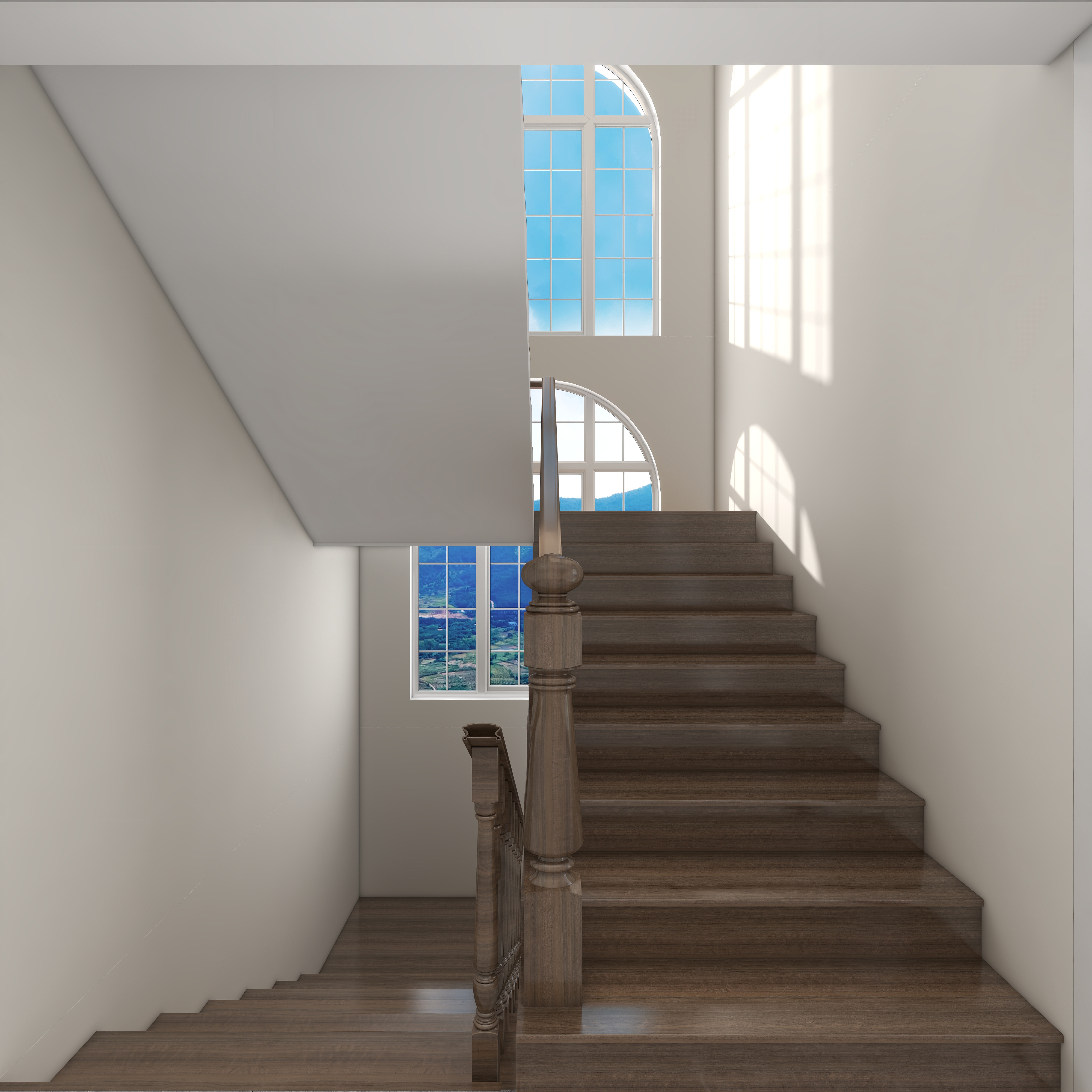 北宸空間設計-极米光影-392平三层别墅-美式轻奢二层二楼走廊装修效果图第4张