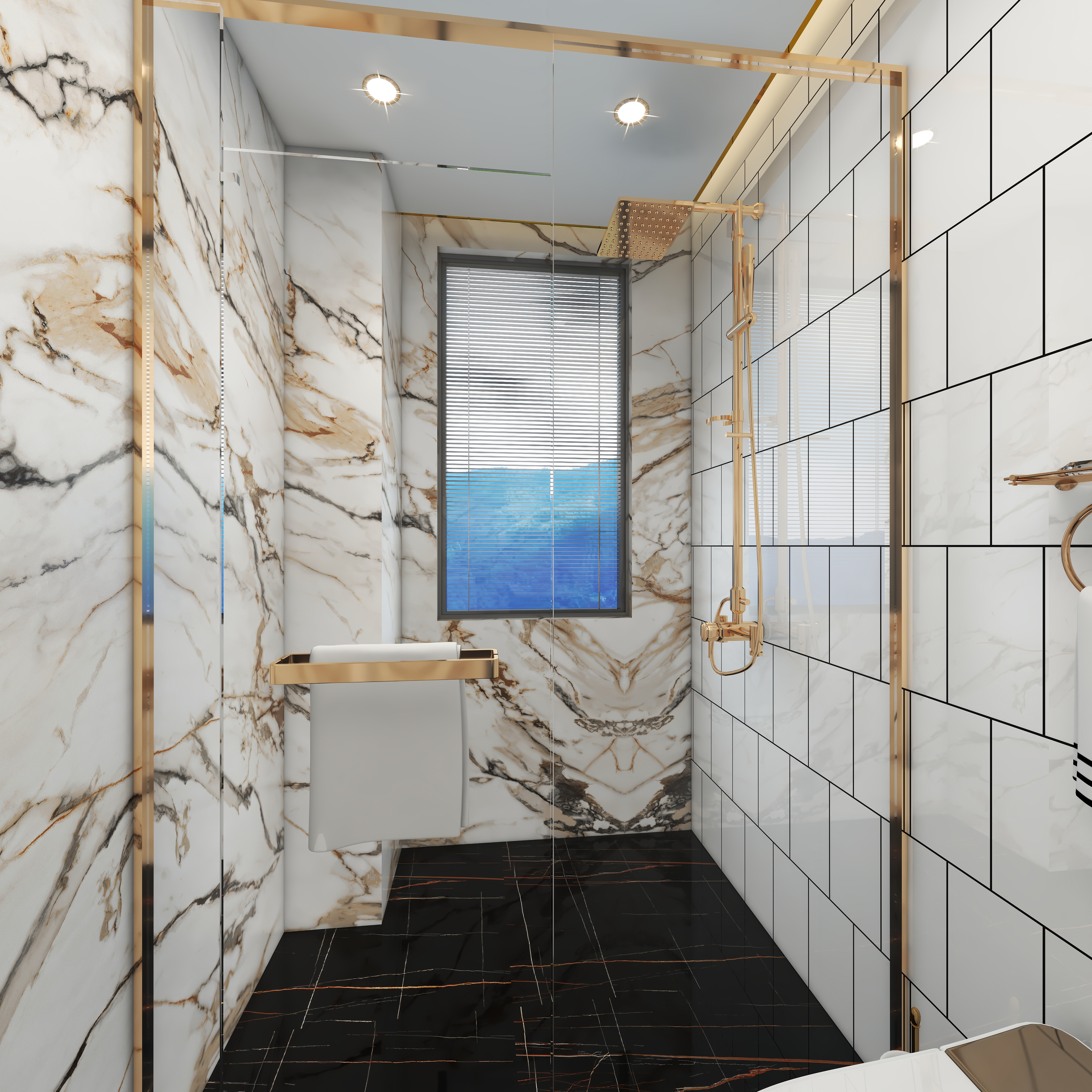 北宸空間設計-极米光影-392平三层别墅-美式轻奢三层卫生间装修效果图第4张