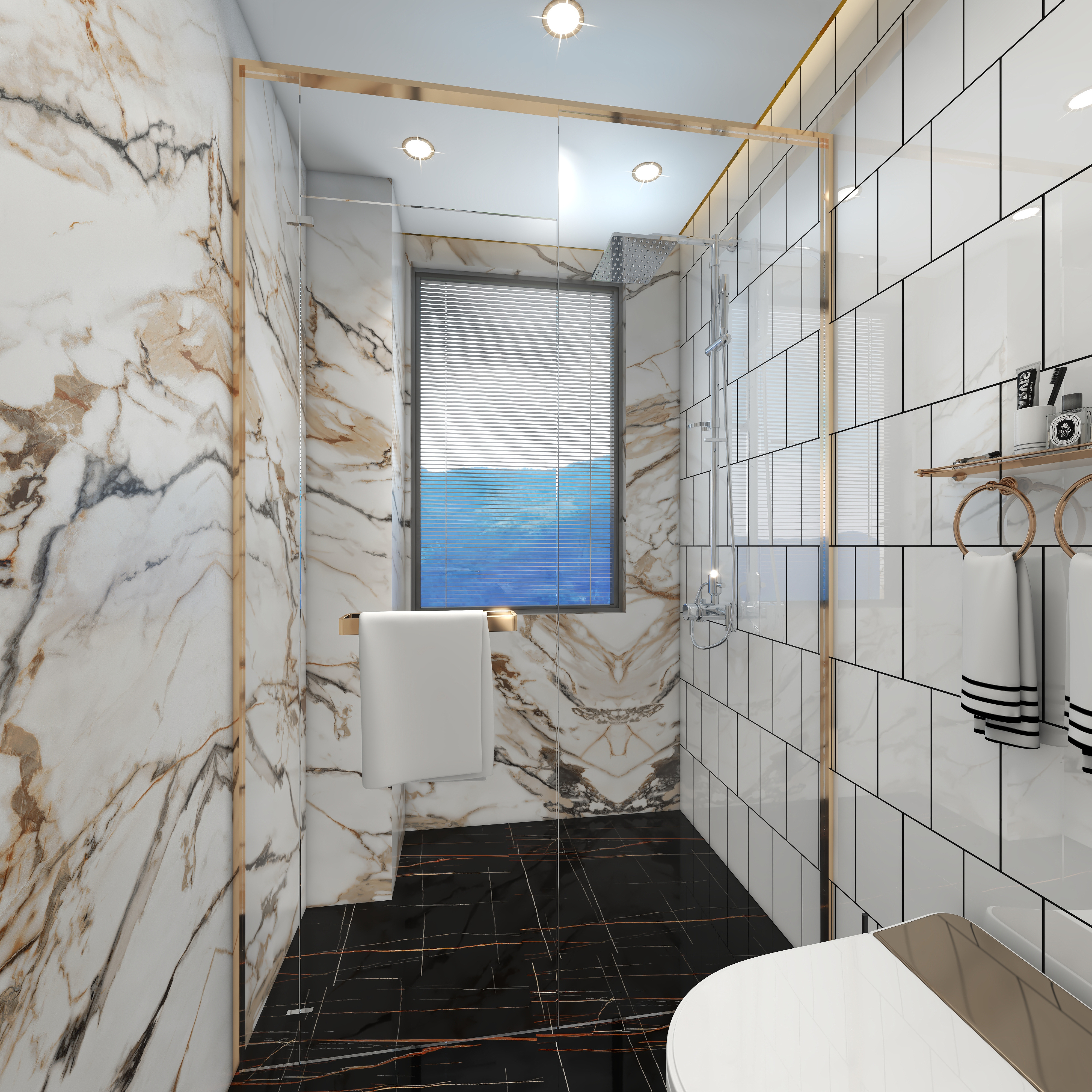 北宸空間設計-极米光影-392平三层别墅-美式轻奢二层卫生间装修效果图第4张