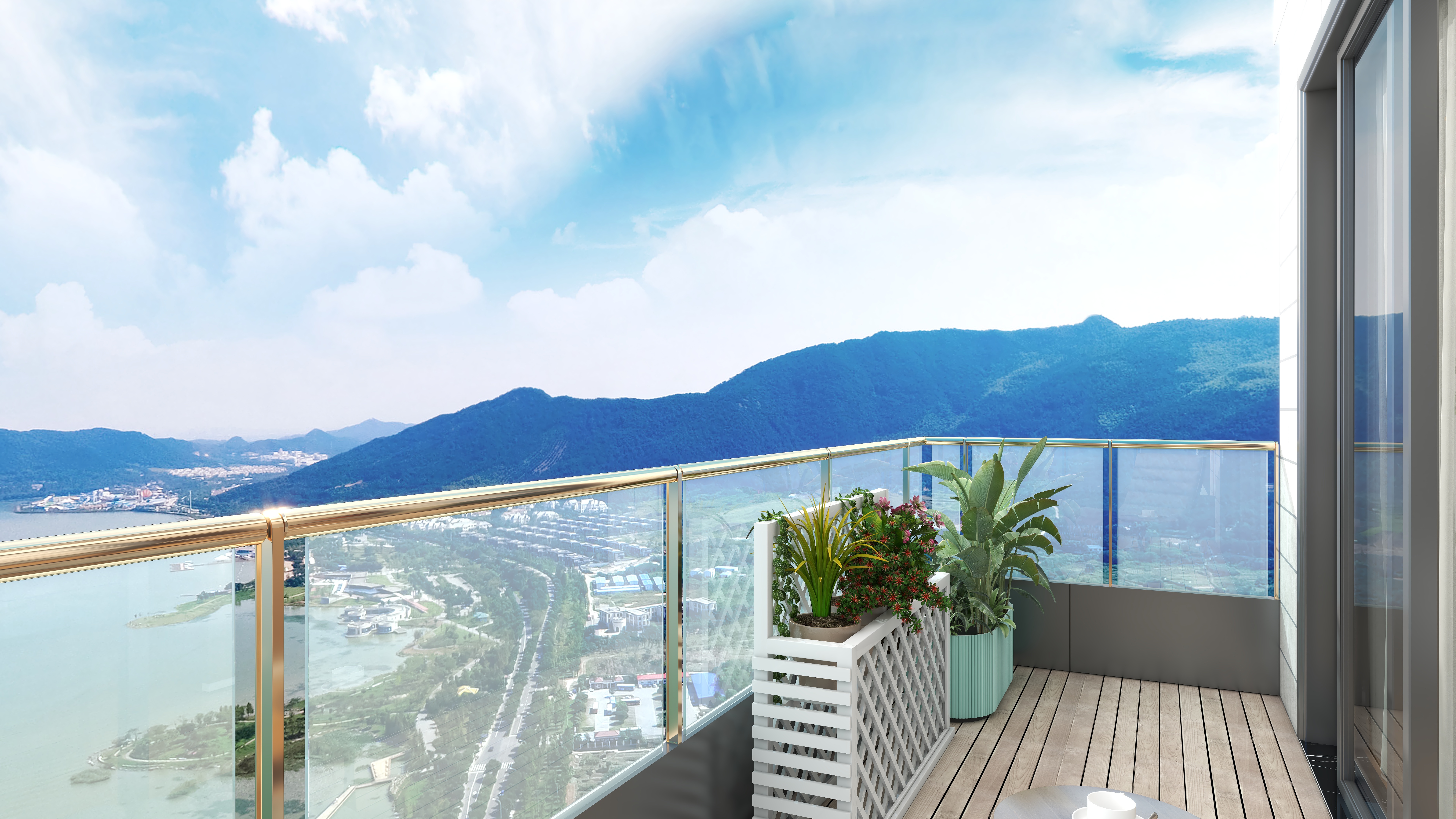 北宸空間設計-极米光影-392平三层别墅-美式轻奢二层露台（无顶）装修效果图第1张