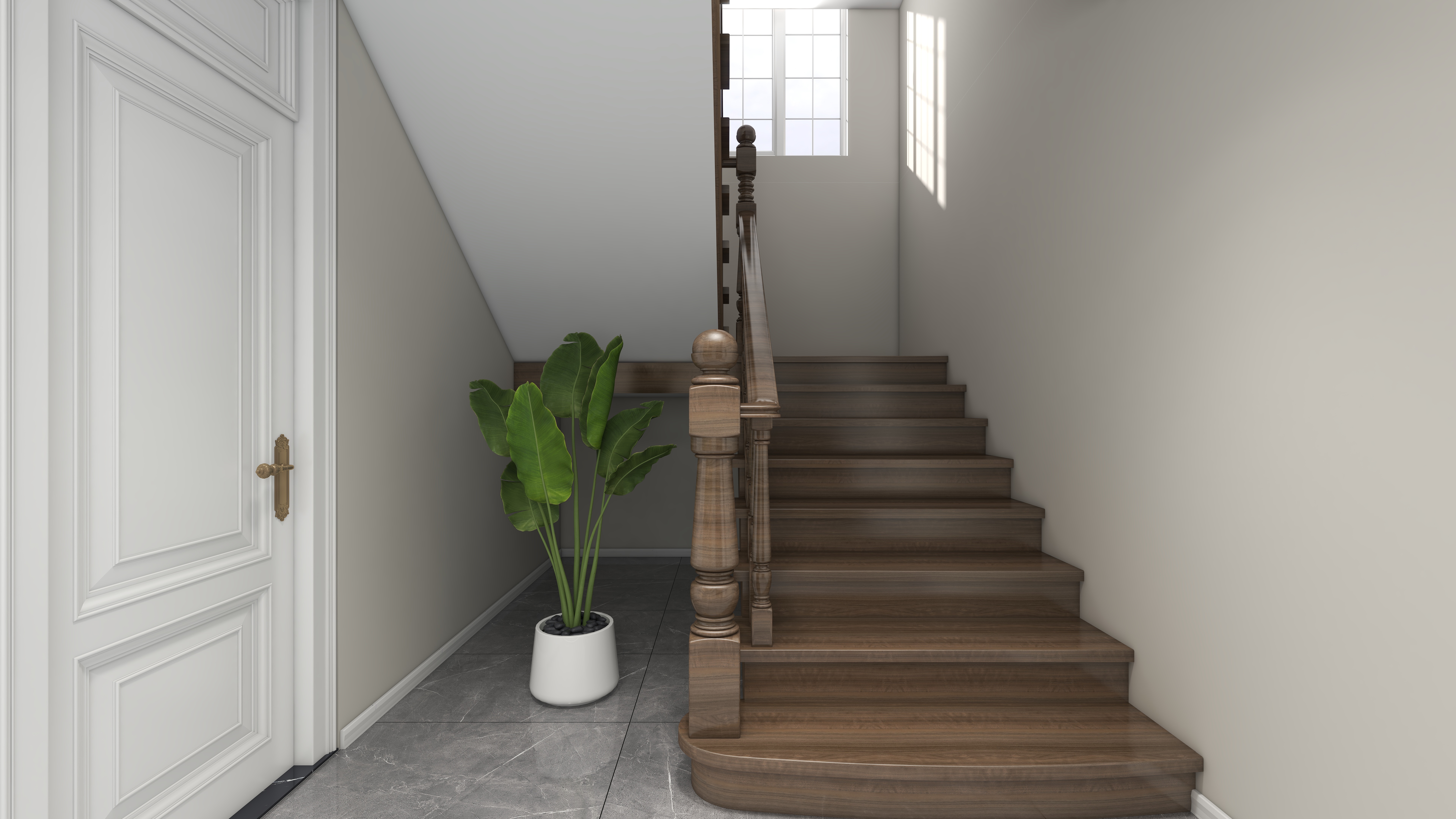 北宸空間設計-极米光影-392平三层别墅-美式轻奢一层一楼走廊装修效果图第2张