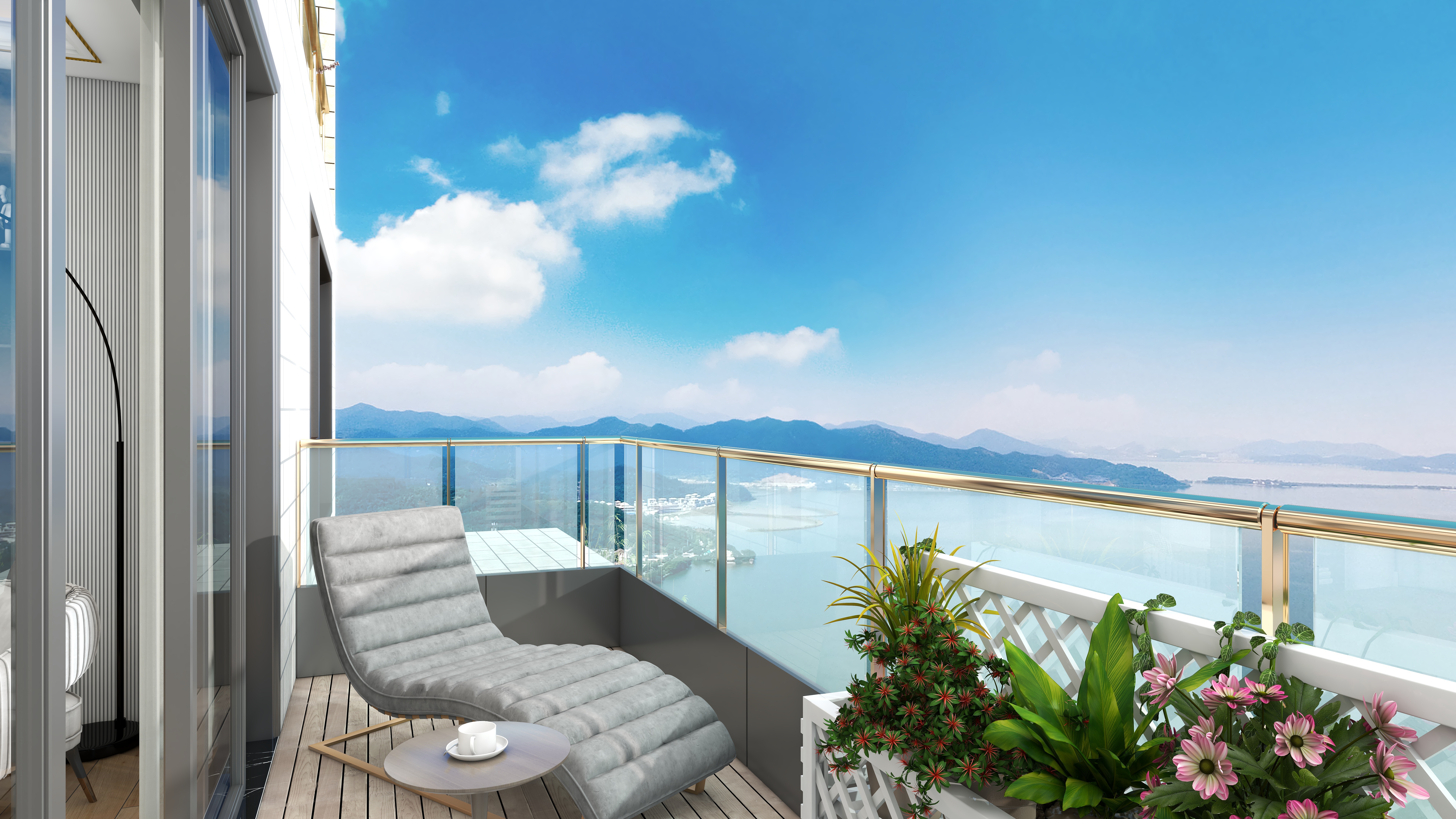 北宸空間設計-极米光影-392平三层别墅-美式轻奢二层露台（无顶）装修效果图第2张