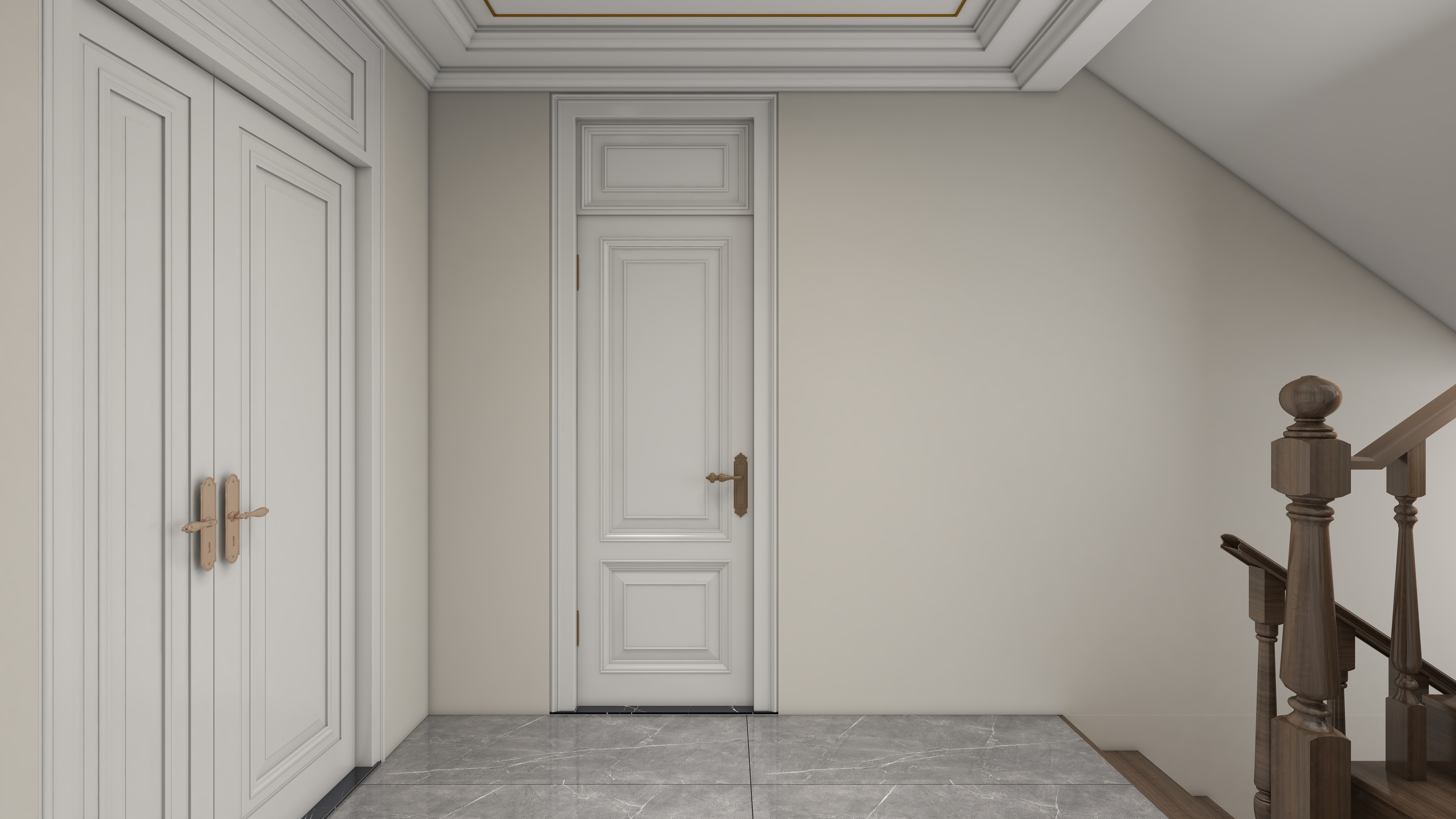 北宸空間設計-极米光影-392平三层别墅-美式轻奢二层二楼走廊装修效果图第2张