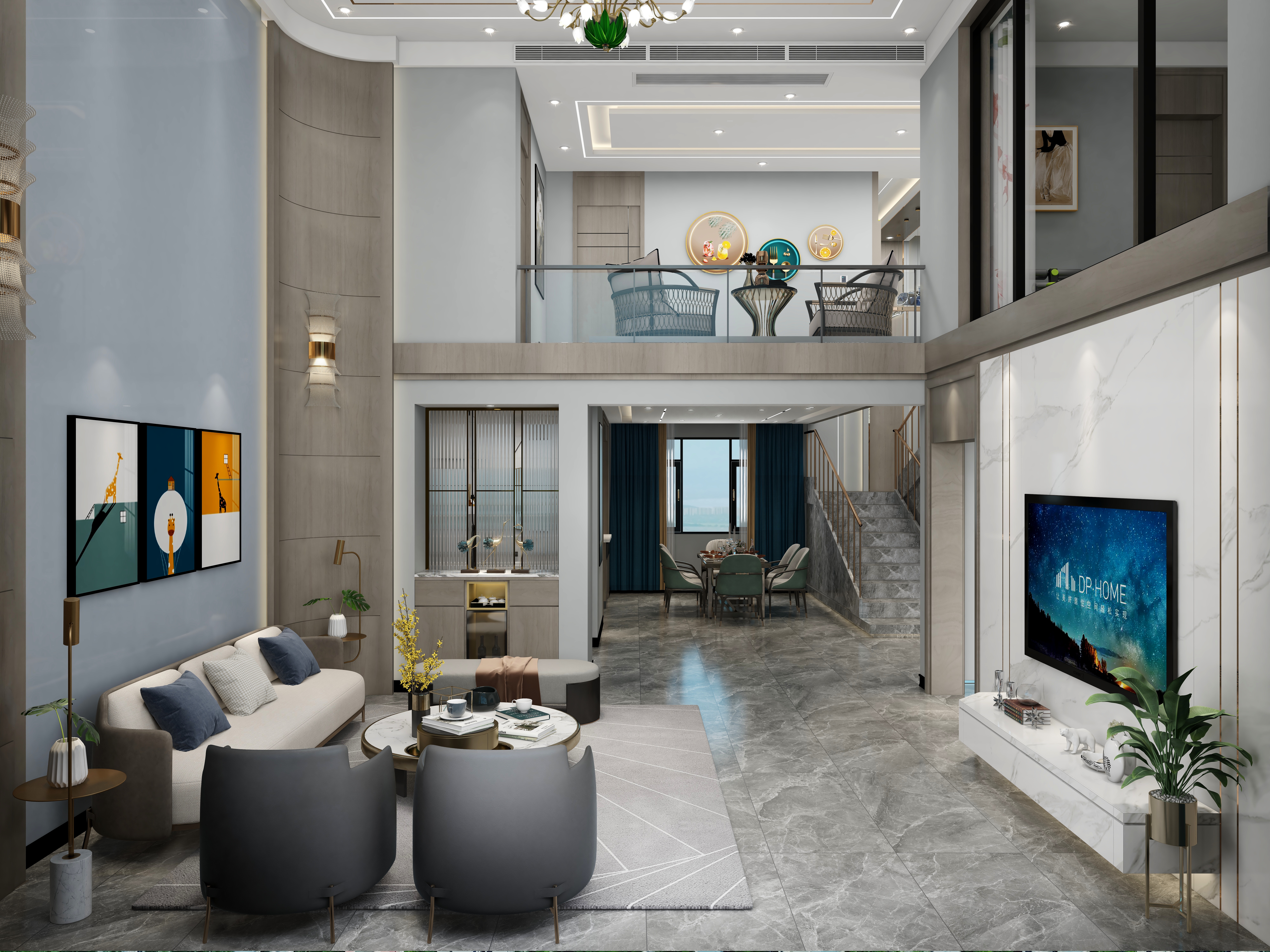 姚广龙-现代风格-复式无主灯207平米大户型-装修设计方案