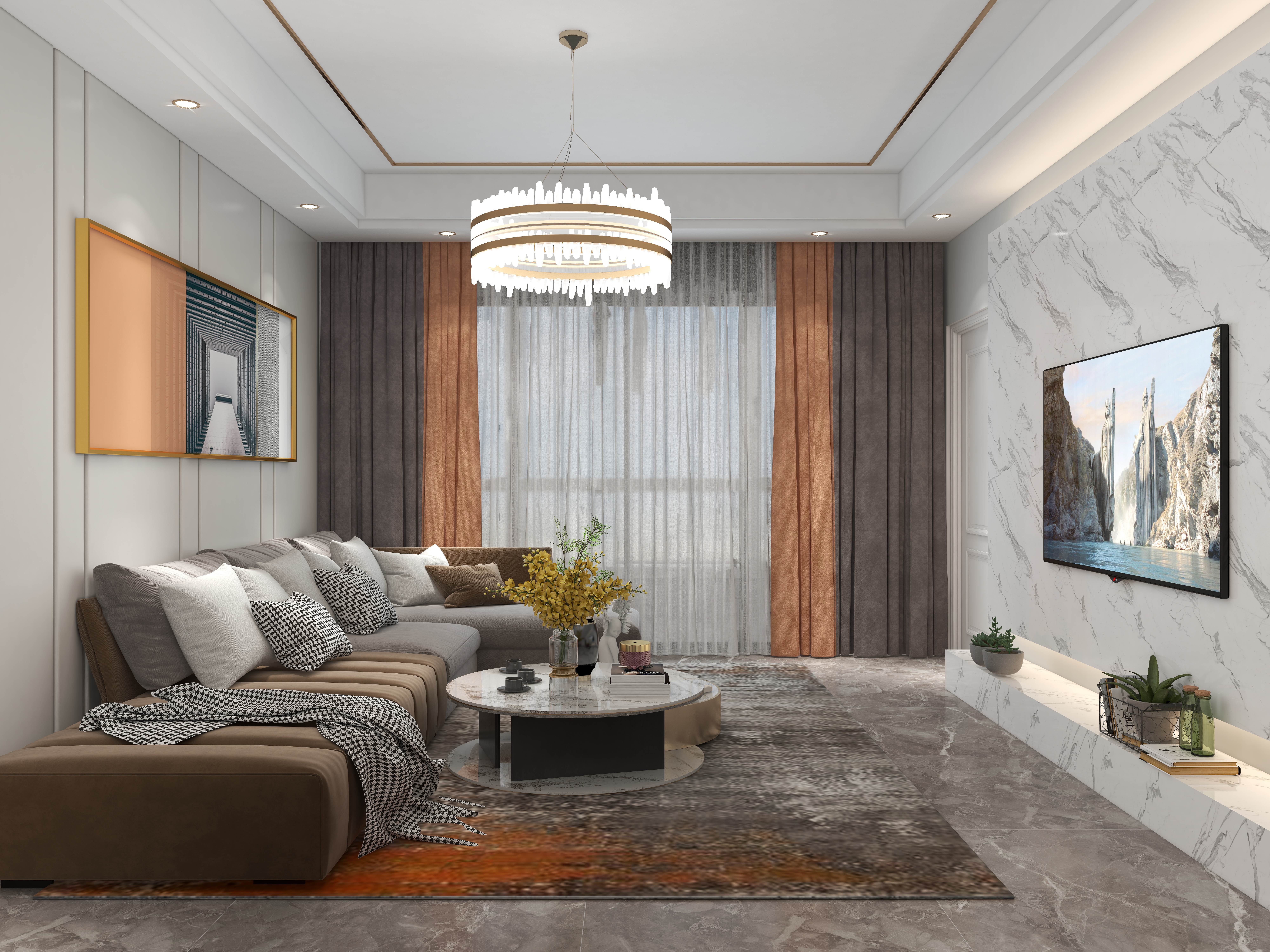 壹诺设计工作室-现代轻奢装修效果图