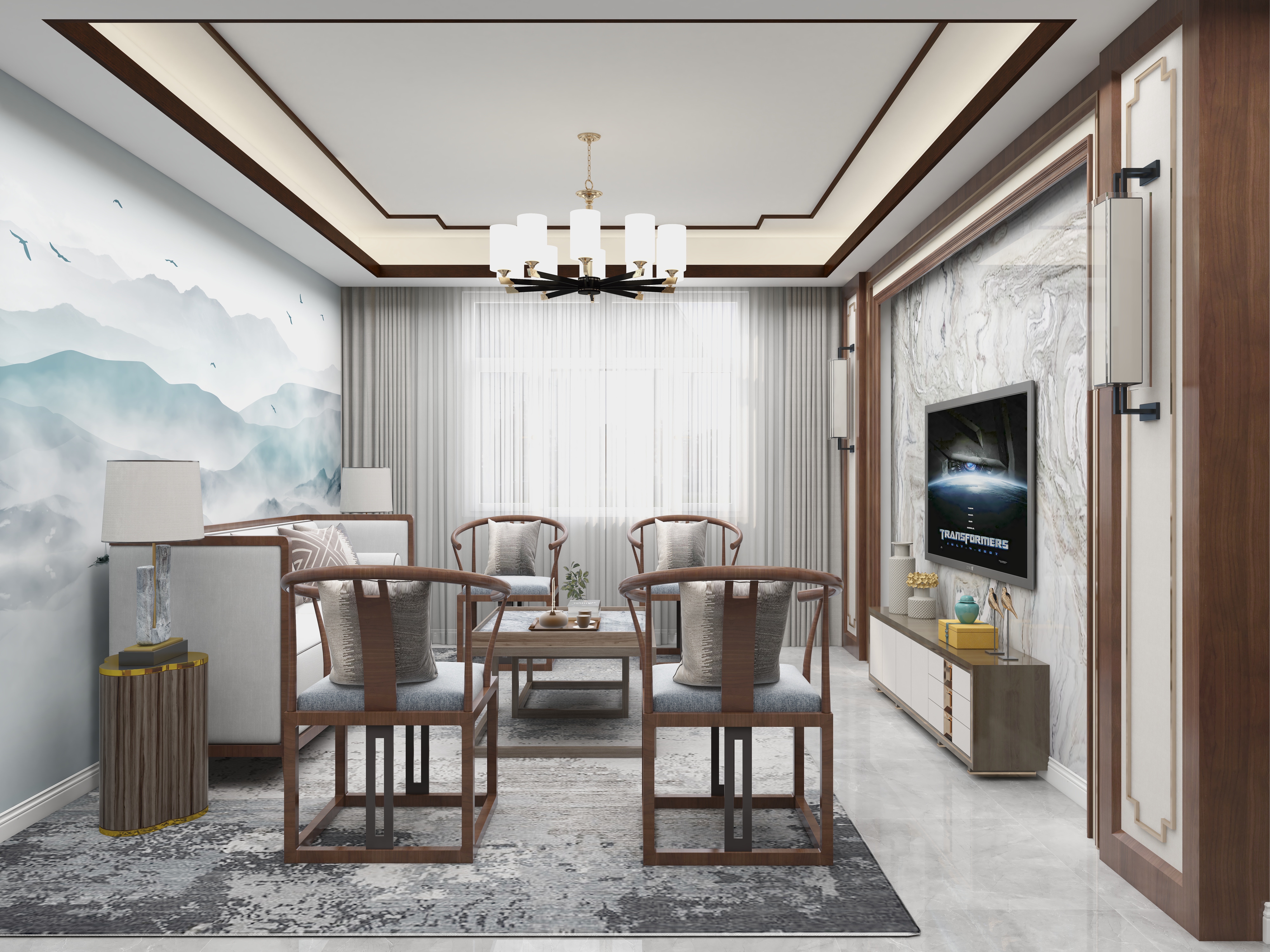 壹诺设计工作室-新中式装修效果图