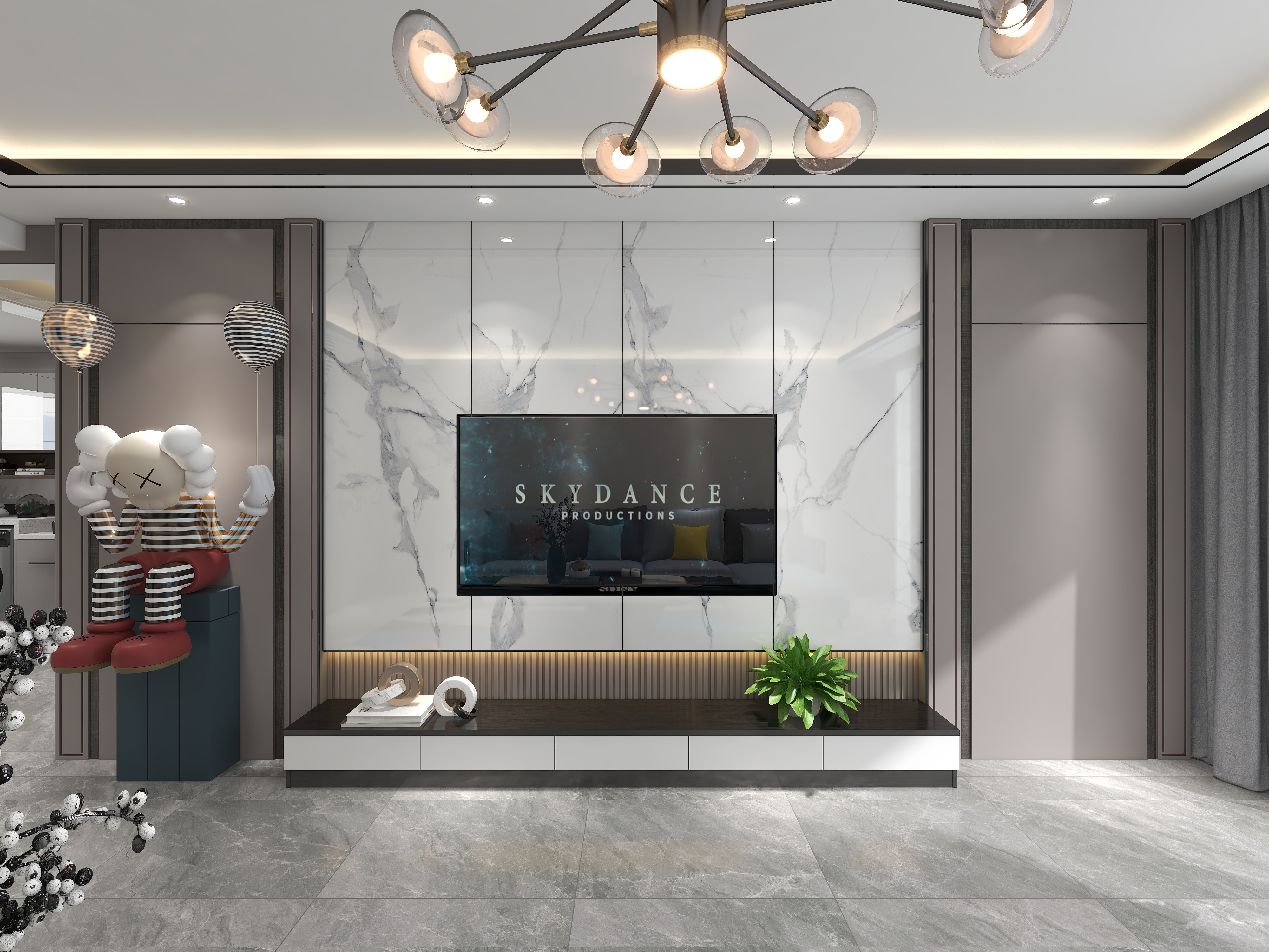 蛟河晟辉装饰设计工作室-首钢130平方现代精装修装修效果图