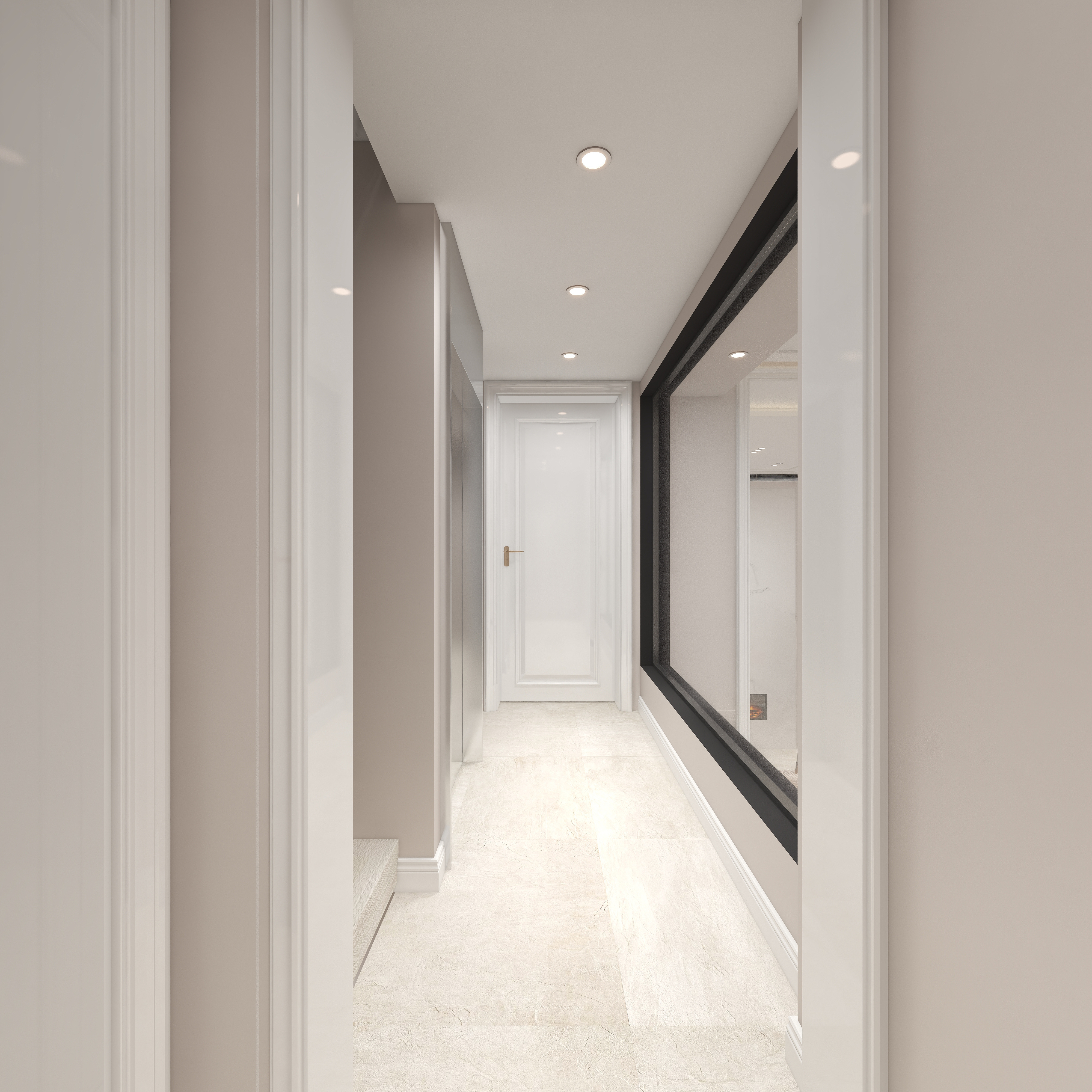 陈辉-300平方现代美式别墅地下第一层走廊装修效果图第1张