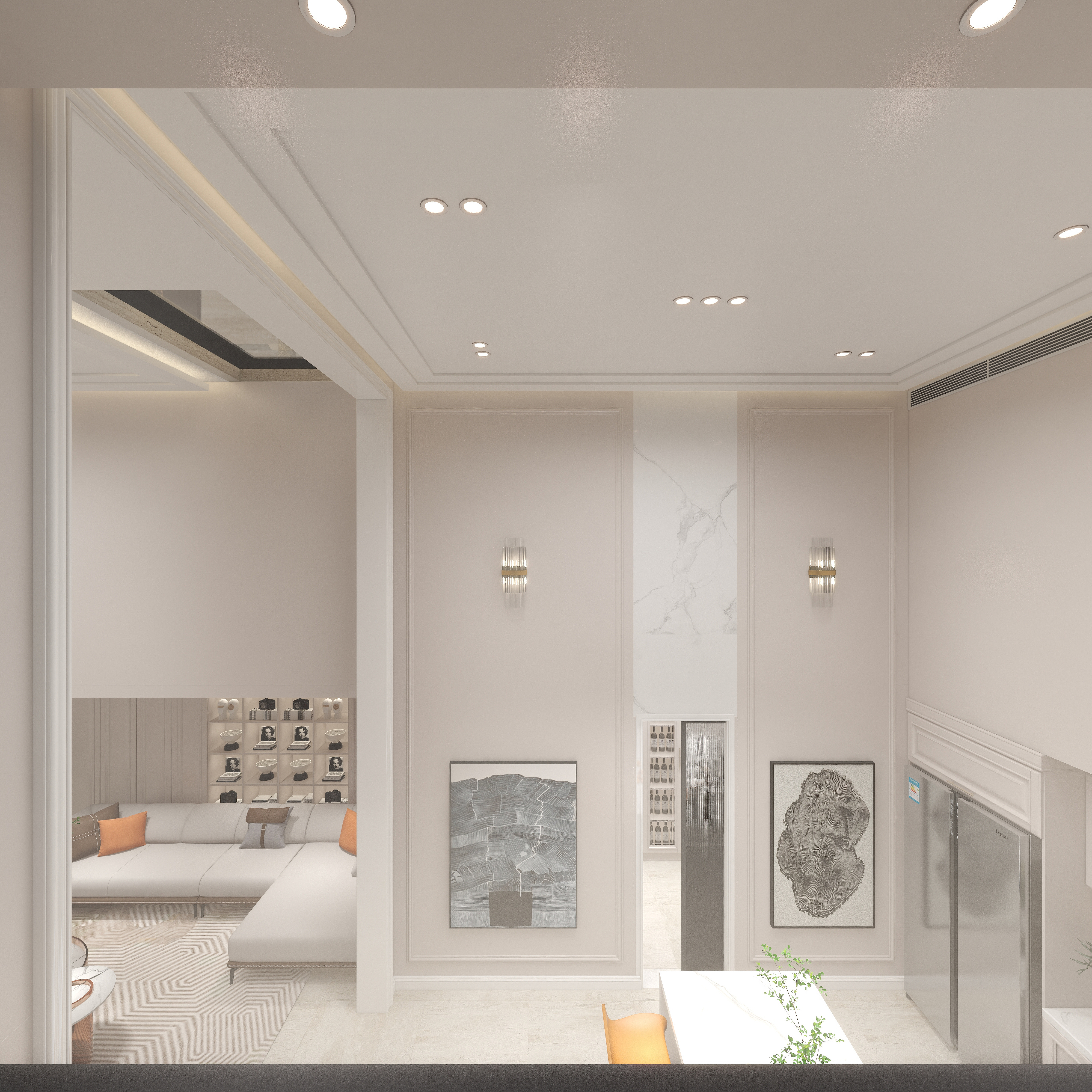 陈辉-300平方现代美式别墅地下第一层楼梯间装修效果图第3张