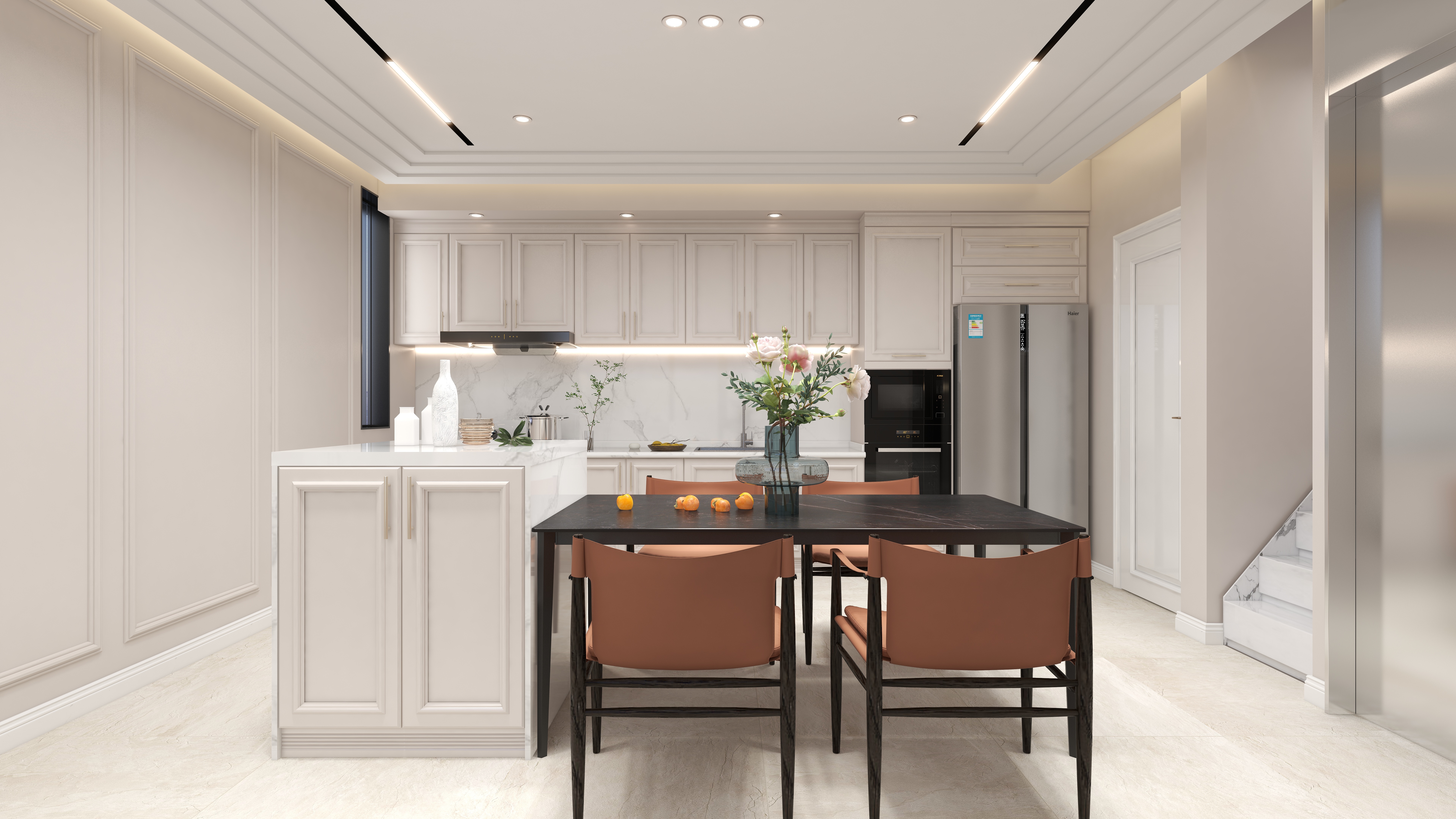 陈辉-300平方现代美式别墅一层餐厅装修效果图第1张