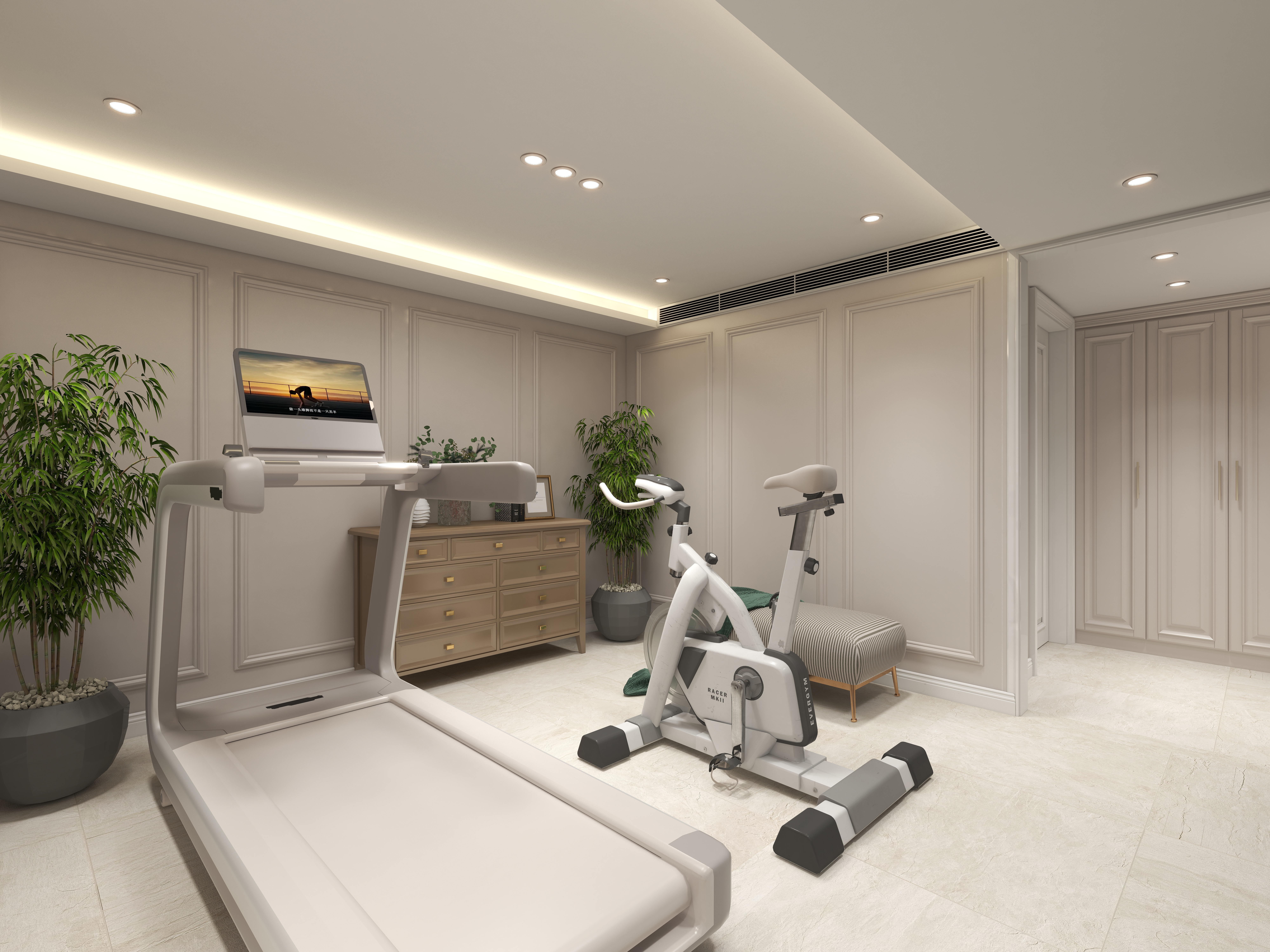 陈辉-300平方现代美式别墅地下第二层健身房装修效果图第2张