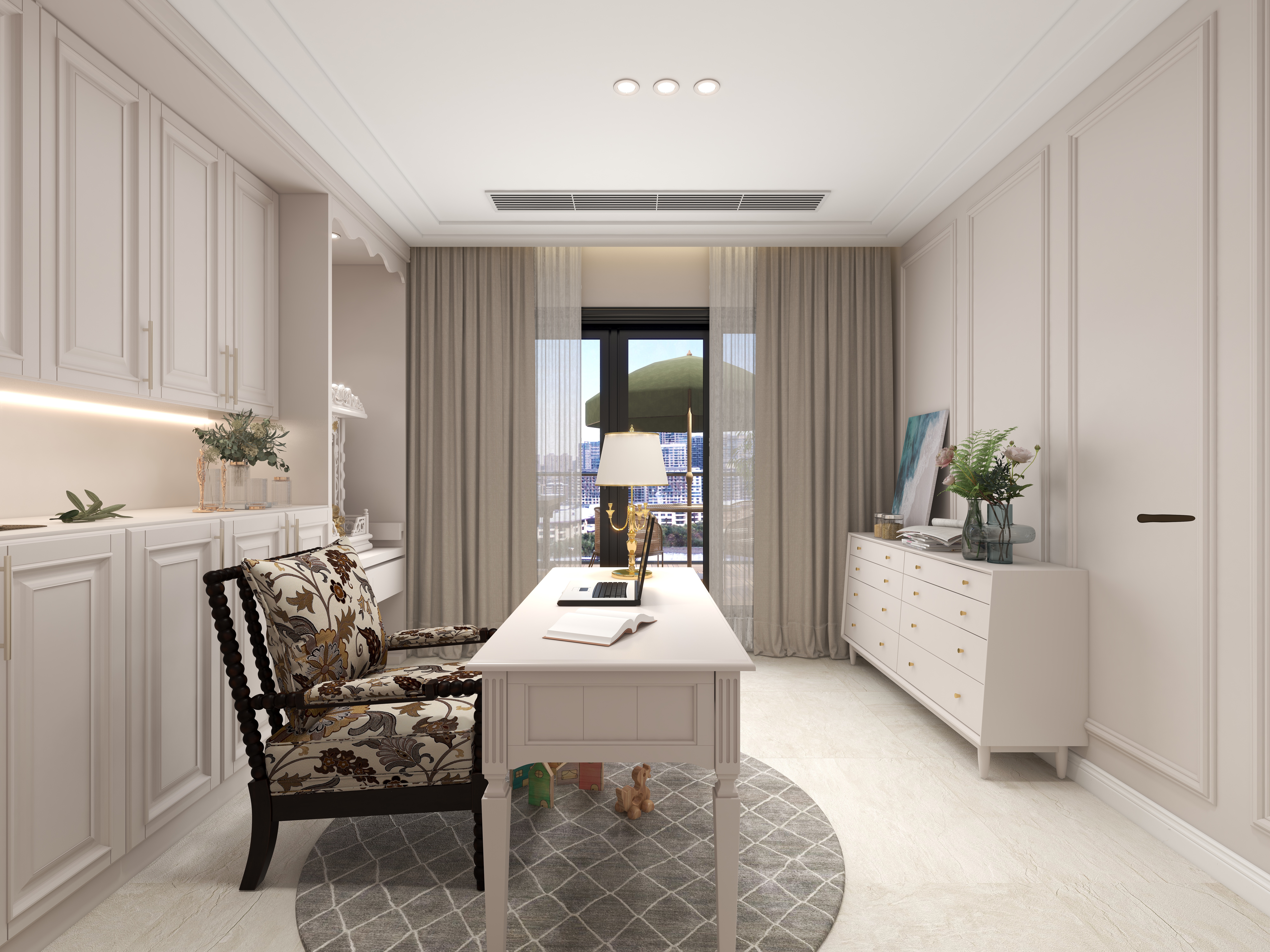 陈辉-300平方现代美式别墅三层书房装修效果图第2张