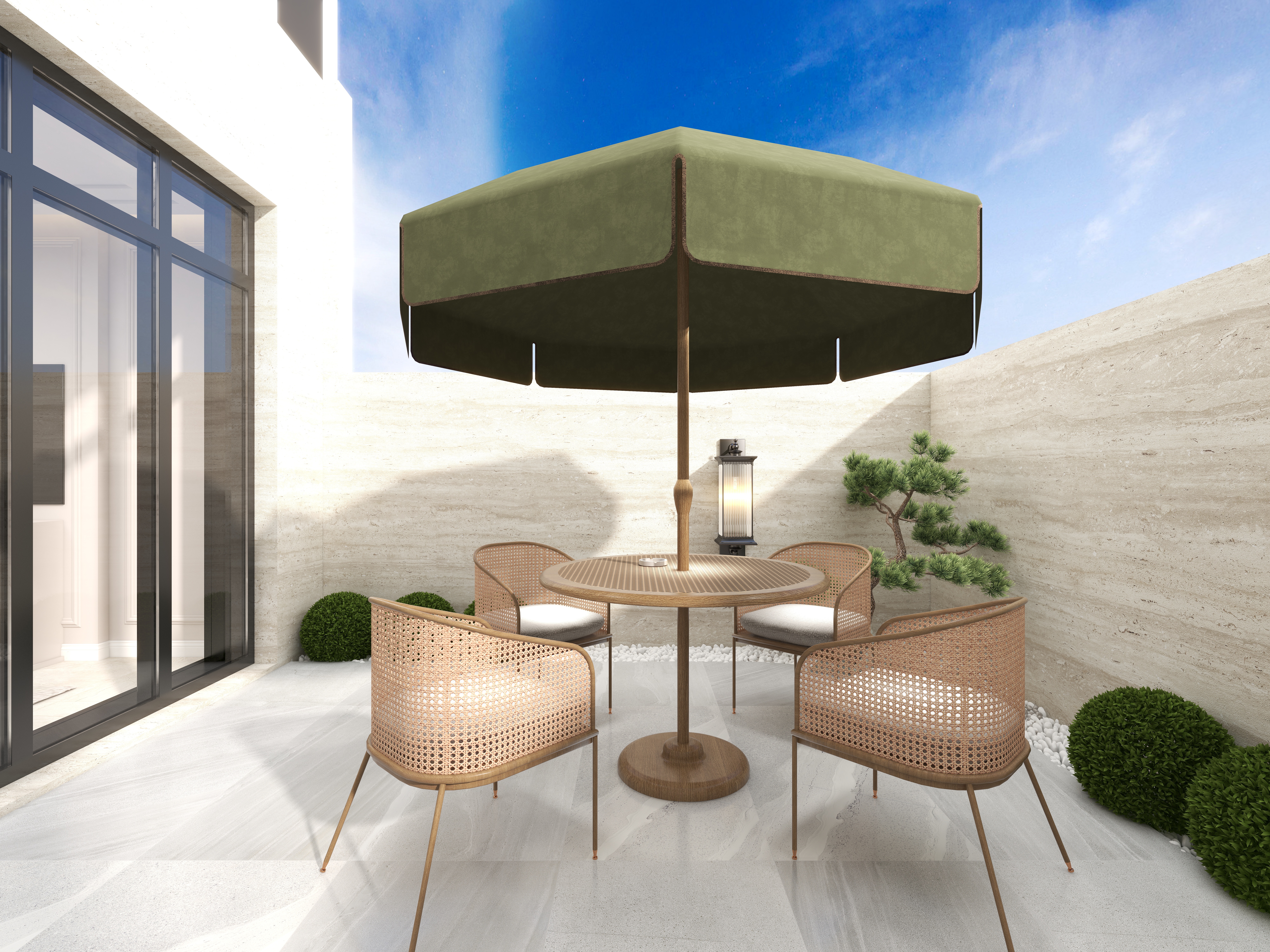 陈辉-300平方现代美式别墅一层露台装修效果图第1张