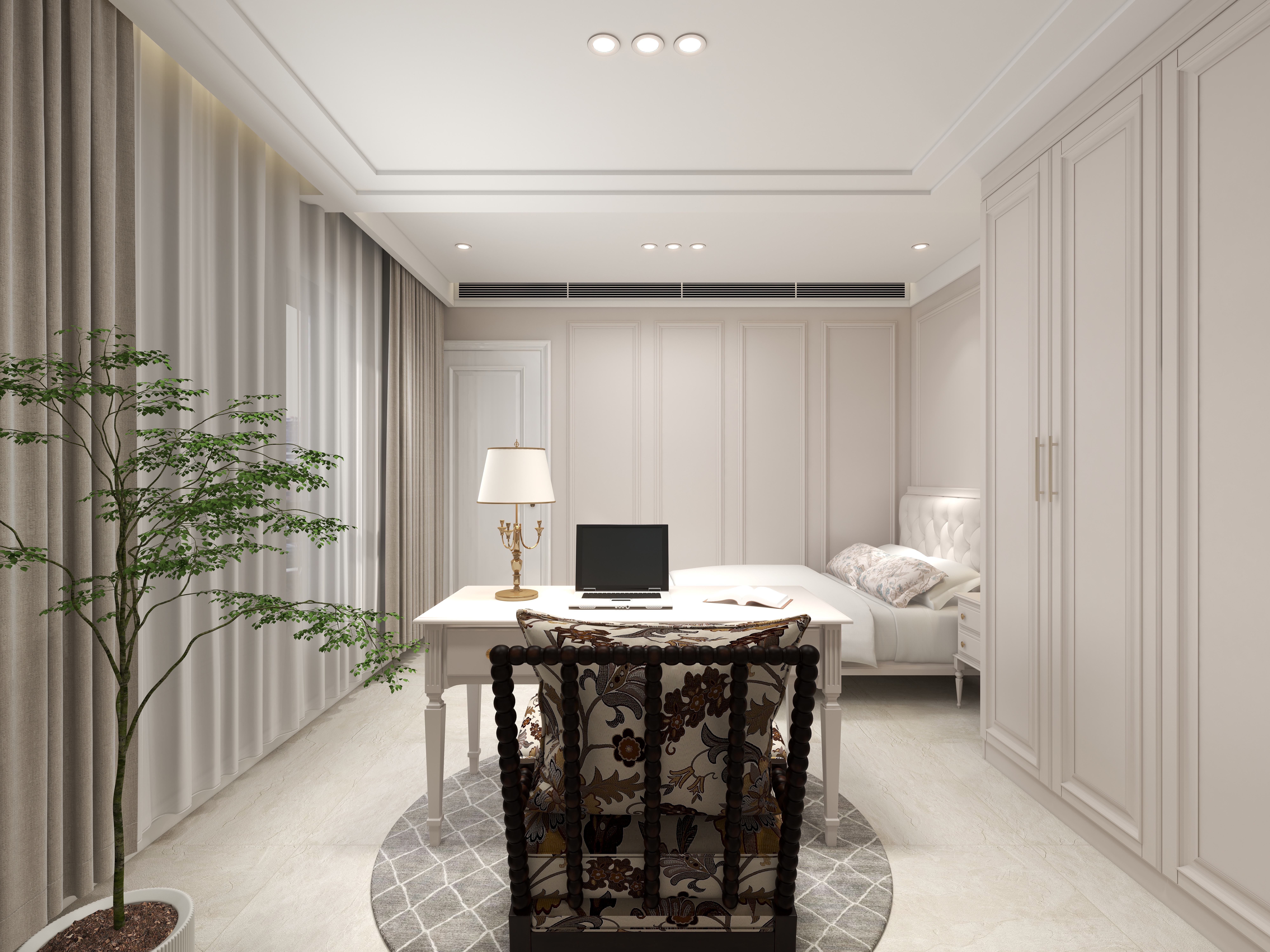 陈辉-300平方现代美式别墅二层次卧装修效果图第2张