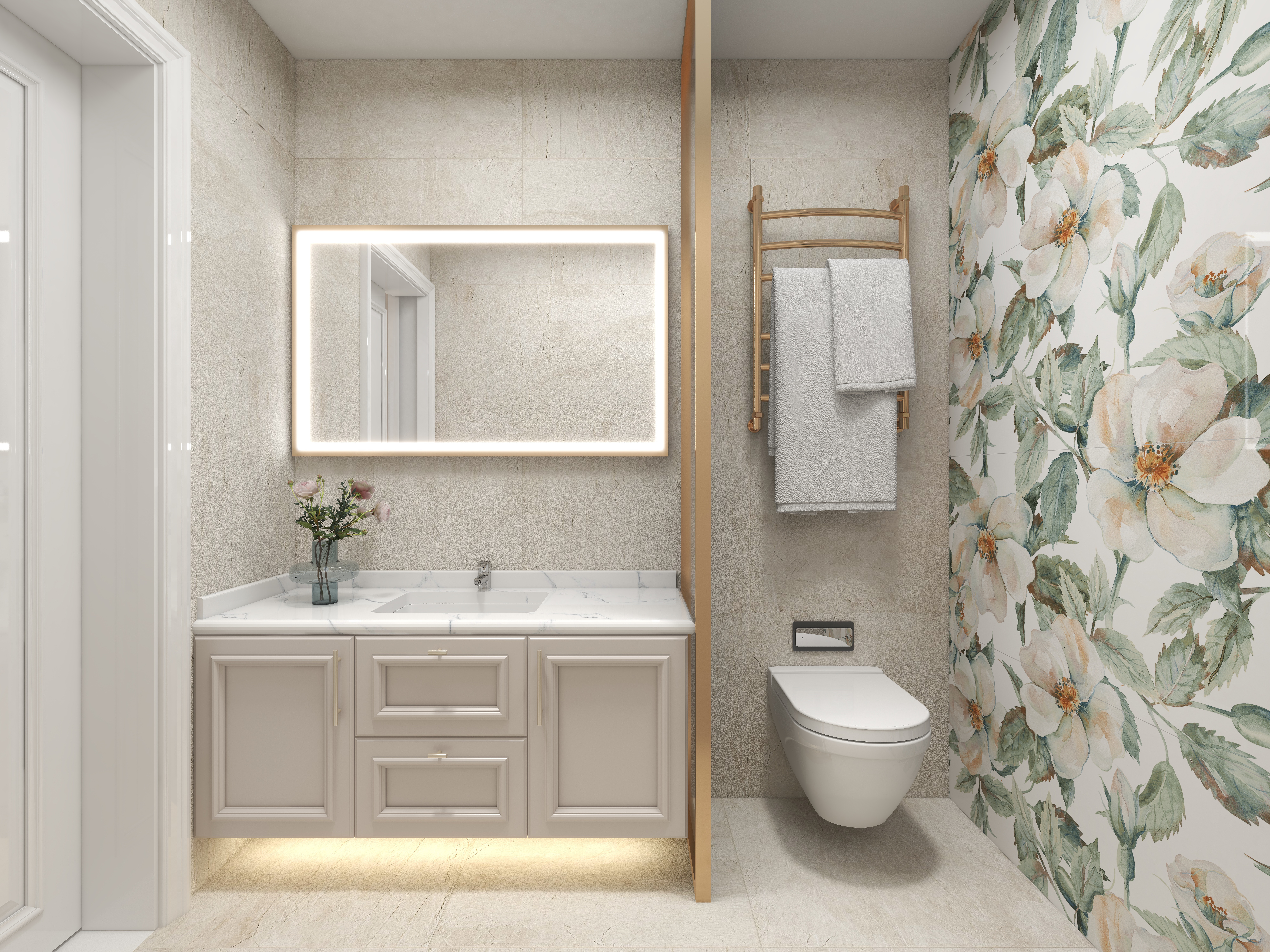 陈辉-300平方现代美式别墅一层卫生间装修效果图第1张