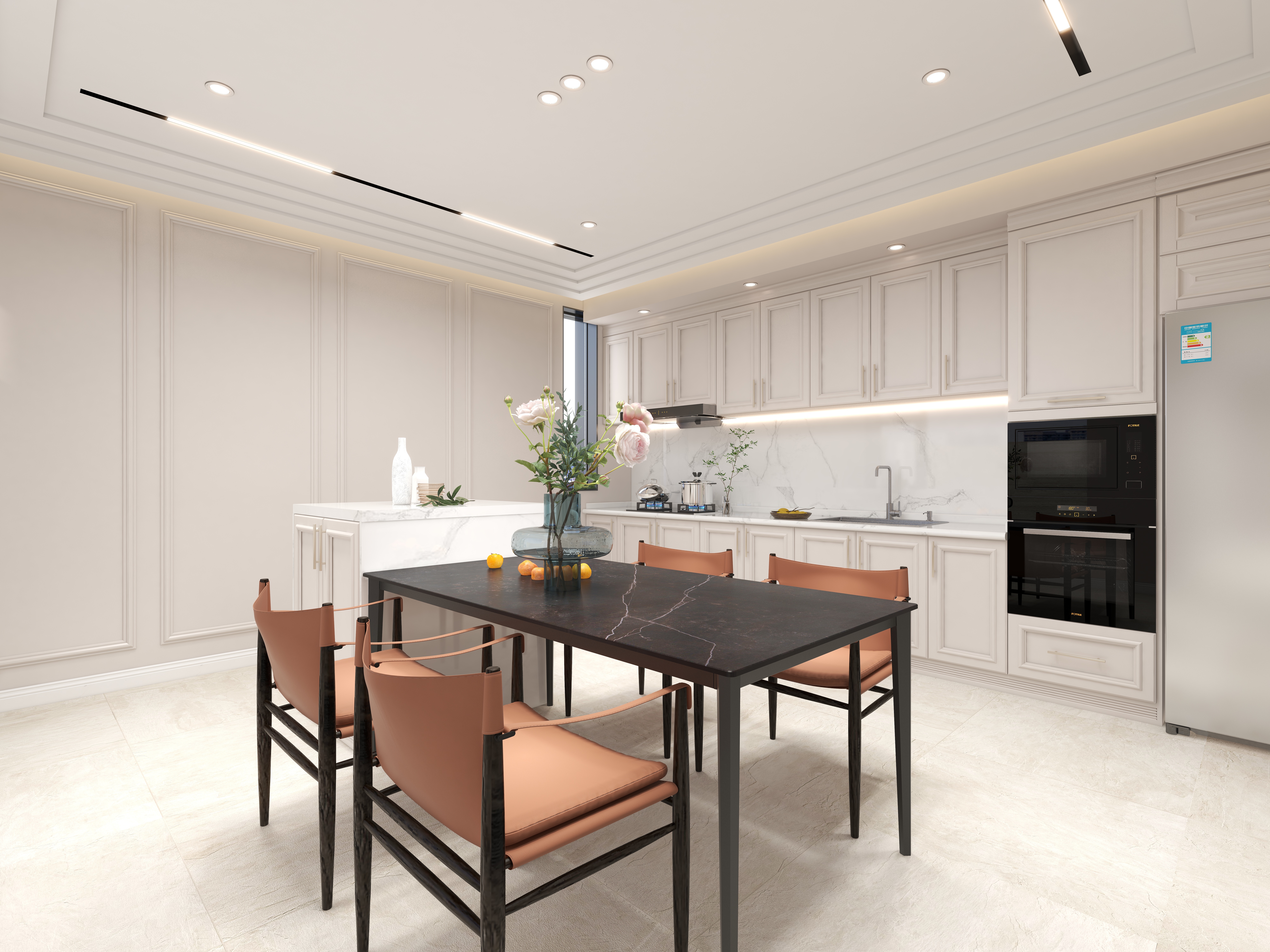 陈辉-300平方现代美式别墅一层餐厅装修效果图第4张