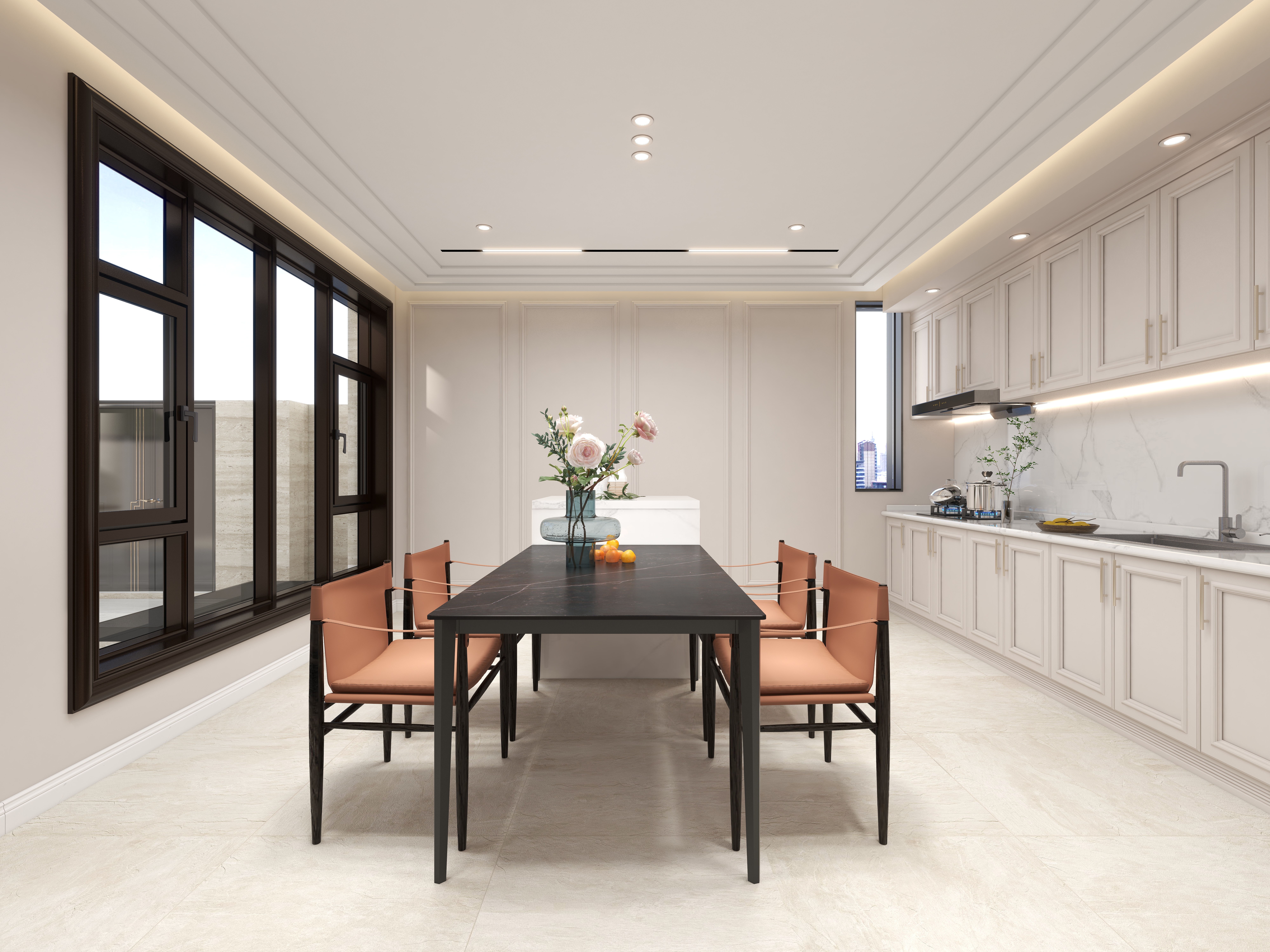 陈辉-300平方现代美式别墅一层餐厅装修效果图第5张