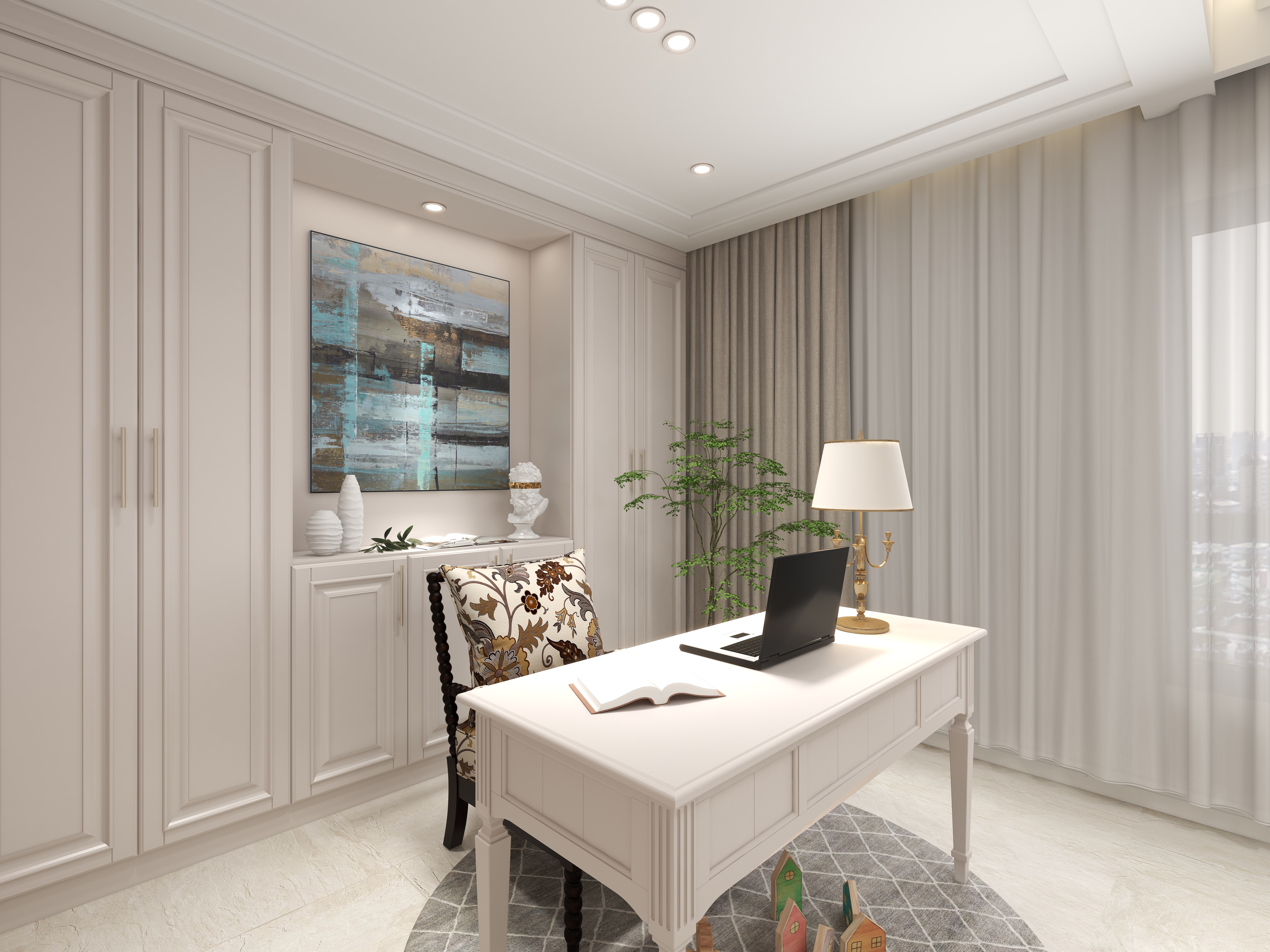 陈辉-300平方现代美式别墅二层次卧装修效果图第4张