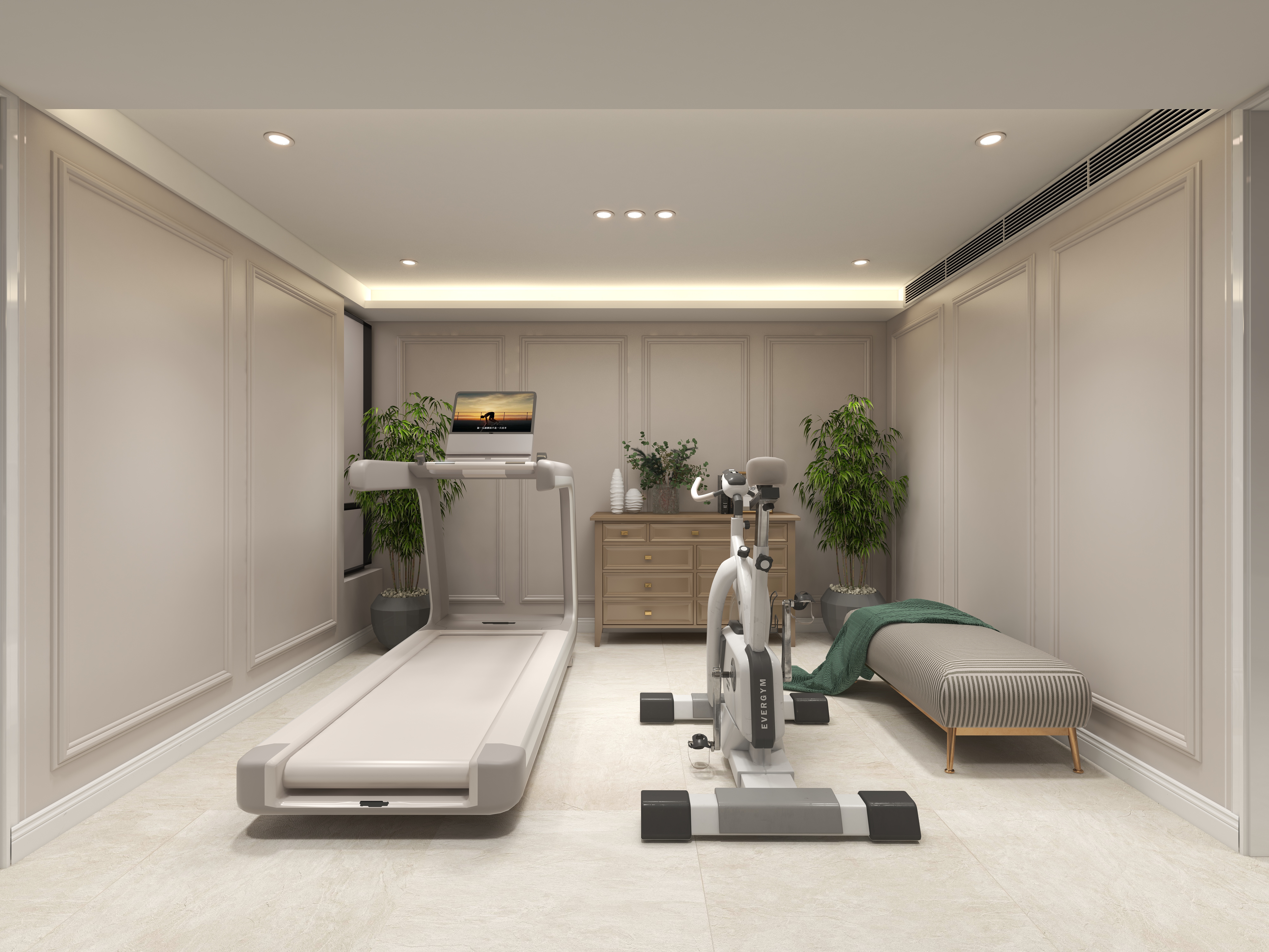 陈辉-300平方现代美式别墅地下第二层健身房装修效果图第4张