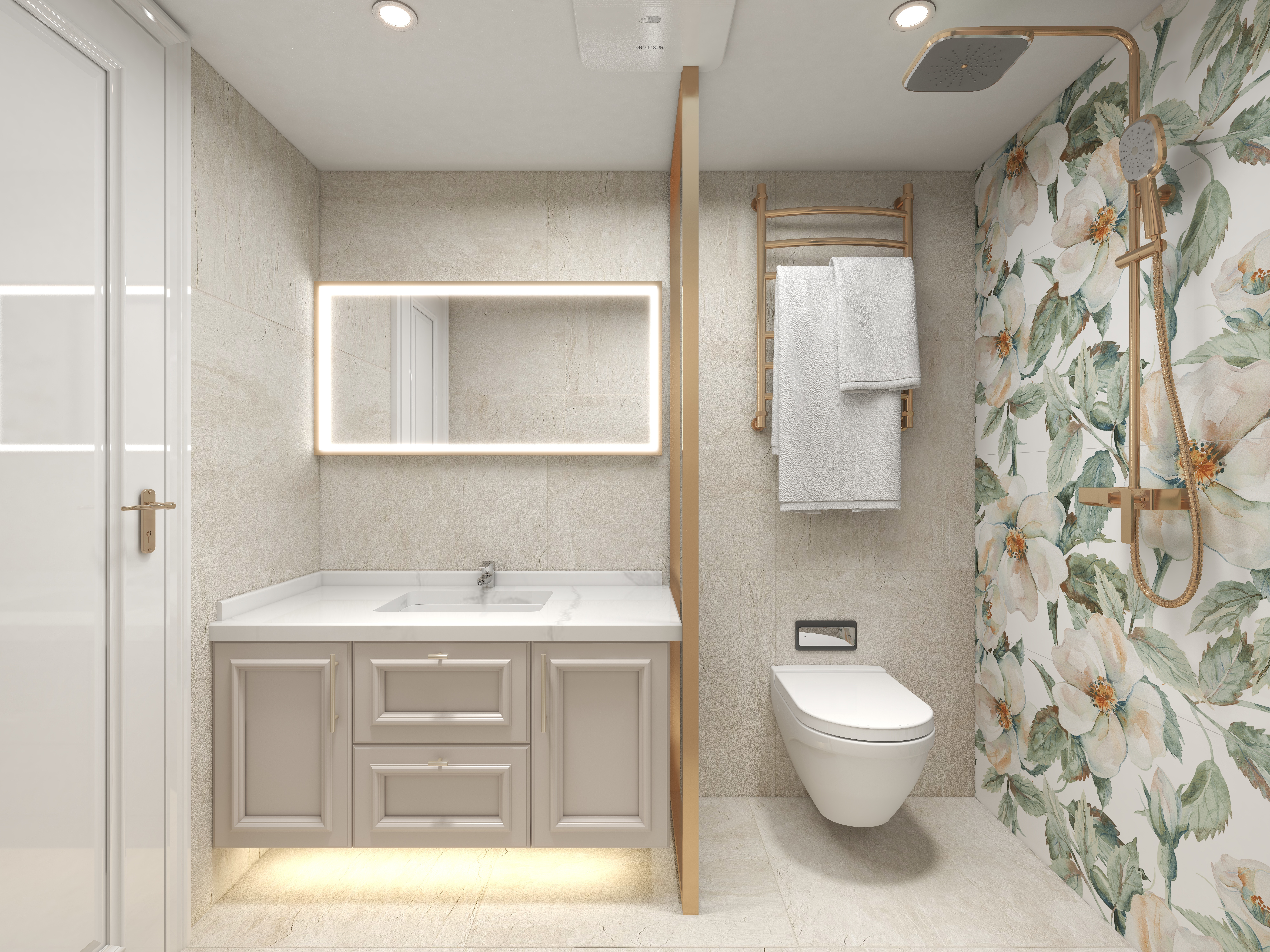 陈辉-300平方现代美式别墅地下第二层卫生间装修效果图第1张