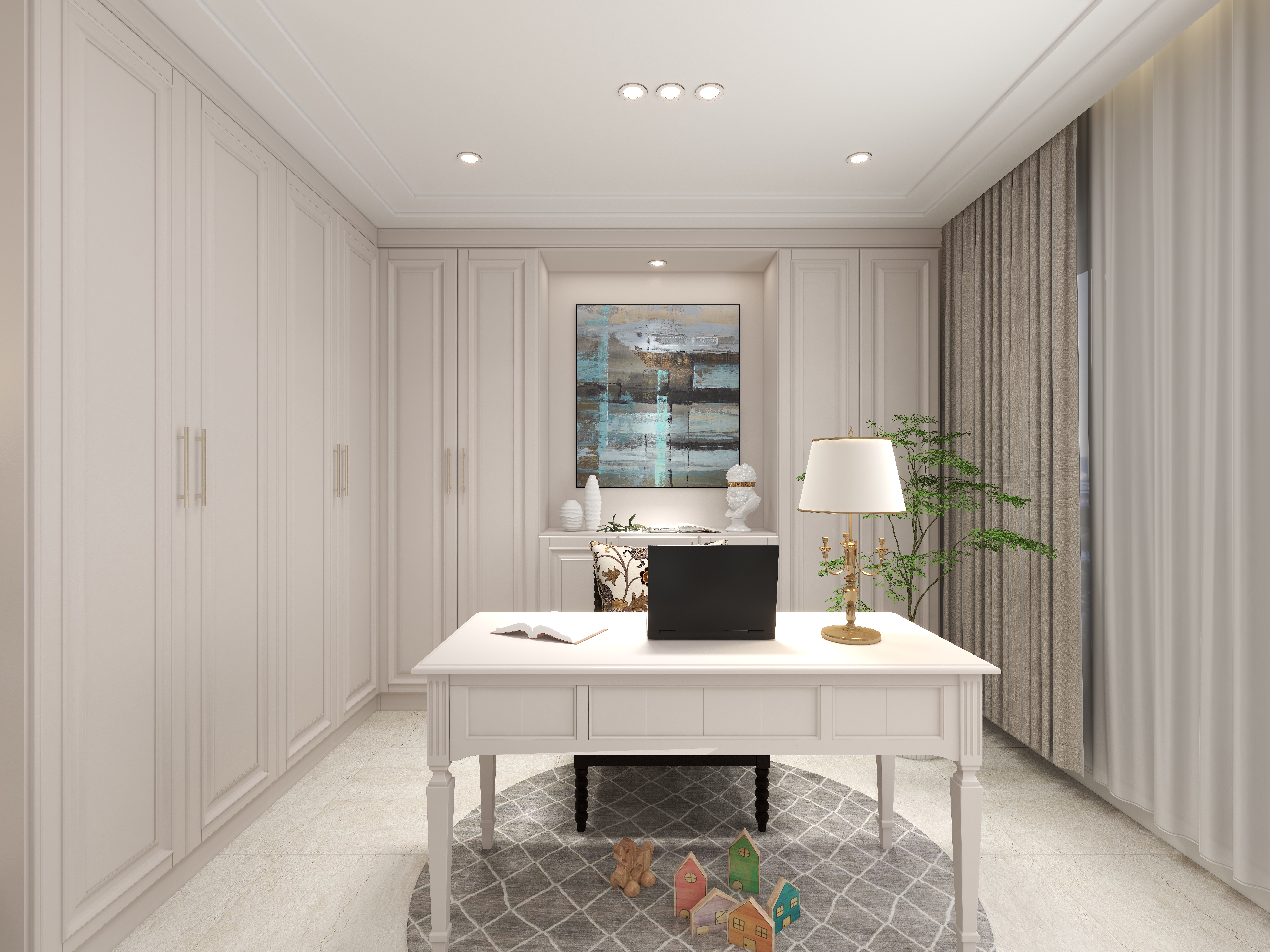 陈辉-300平方现代美式别墅二层次卧装修效果图第1张