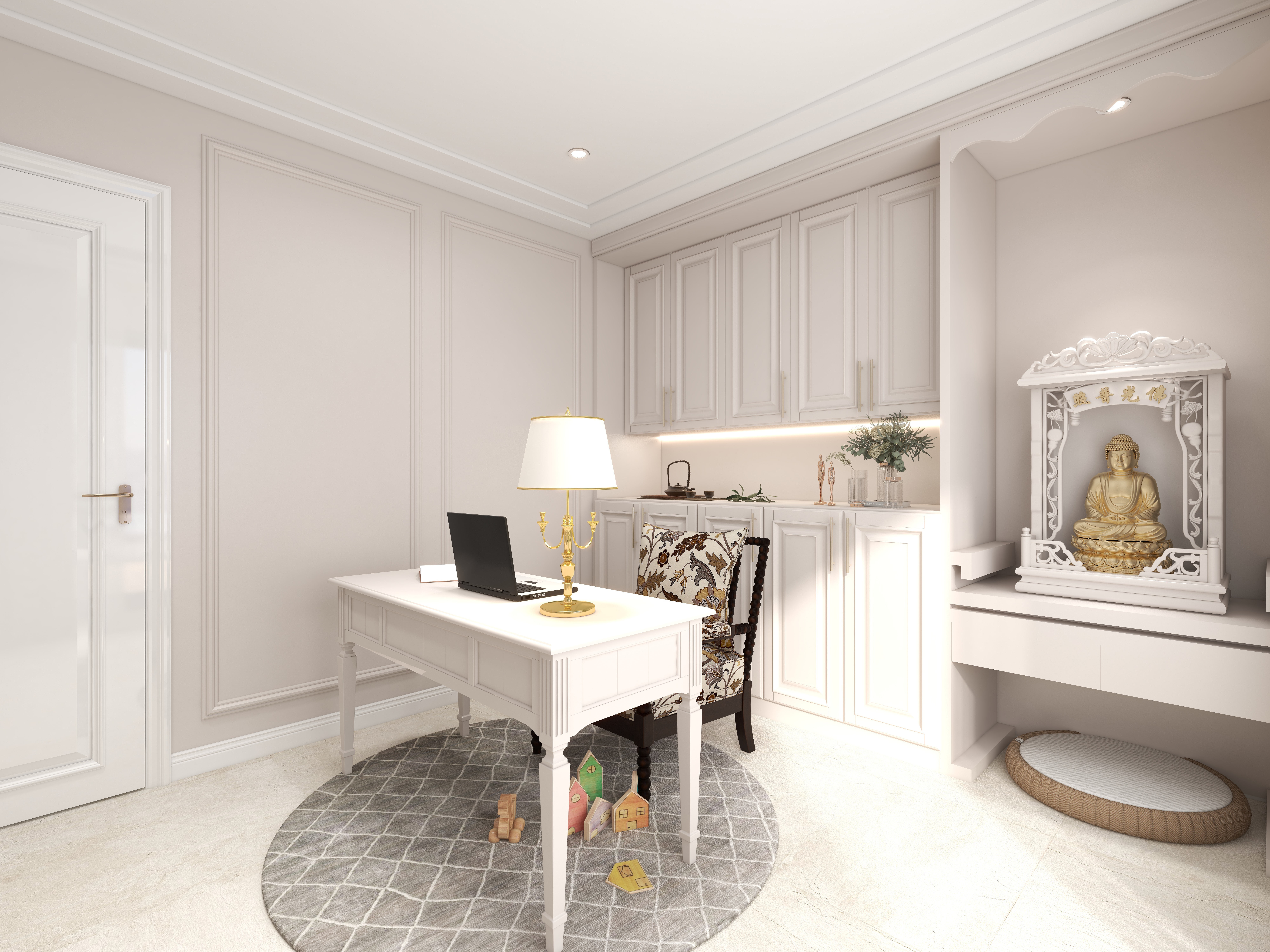 陈辉-300平方现代美式别墅三层书房装修效果图第4张