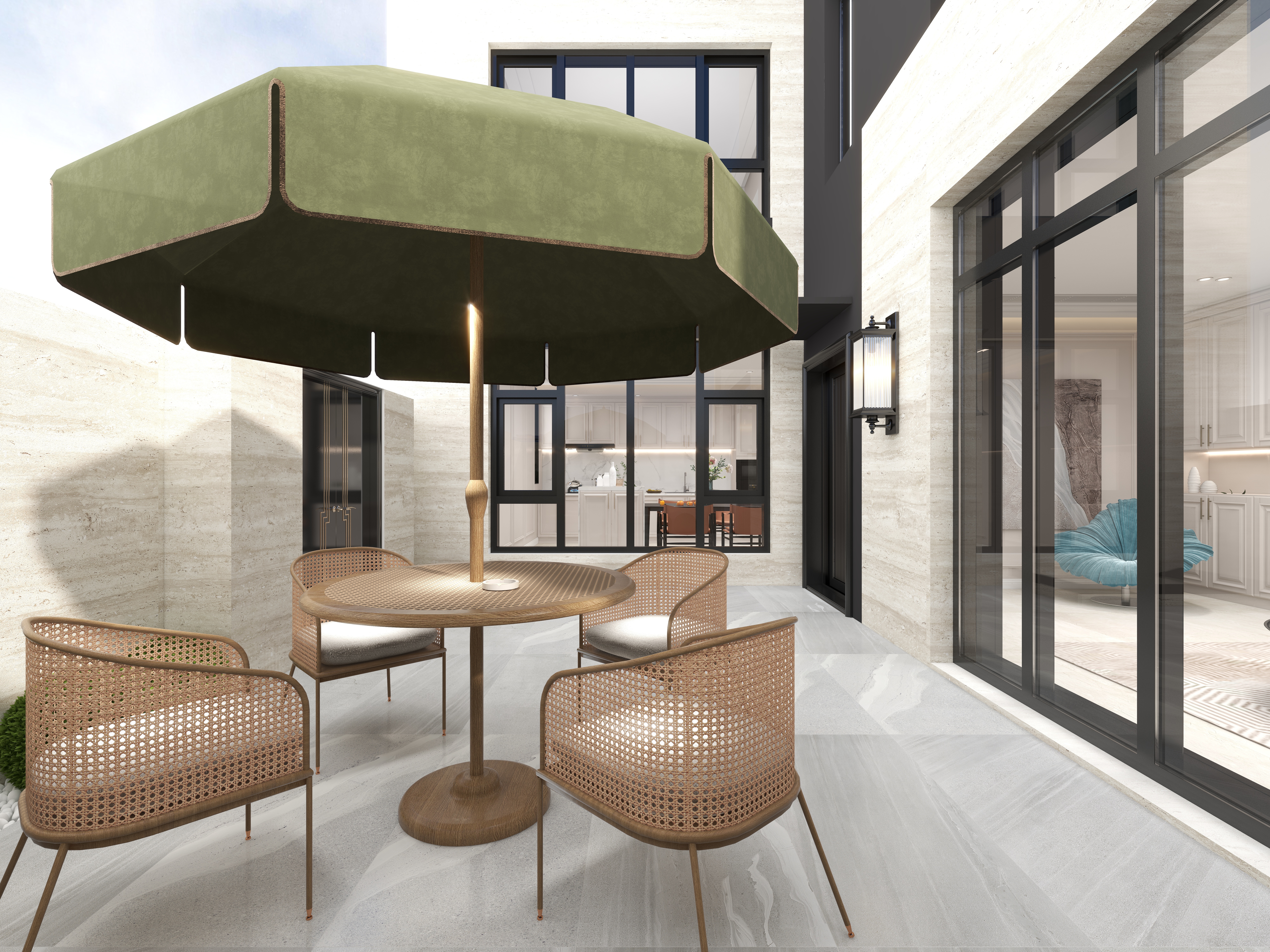 陈辉-300平方现代美式别墅一层露台装修效果图第4张