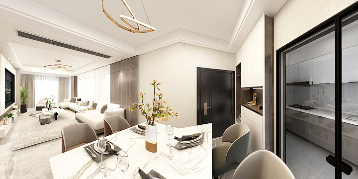 HK装饰-格林郡4号楼E4户型-装修设计方案