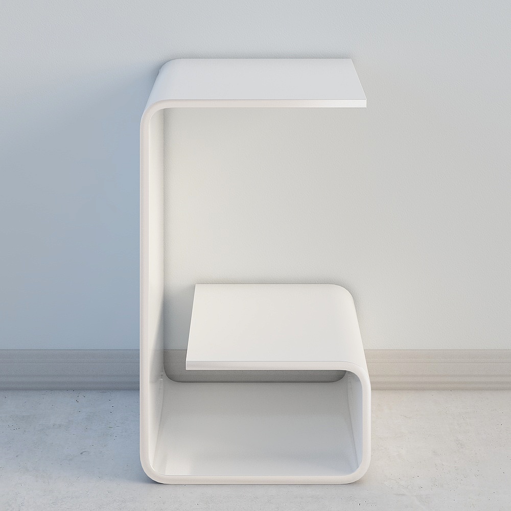 Modern White Acrylic End Table with Storage C-Shaped Side Table