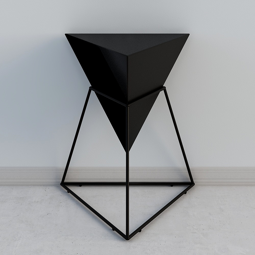 Modern Black Geometric Wood End Table Accent Side Table