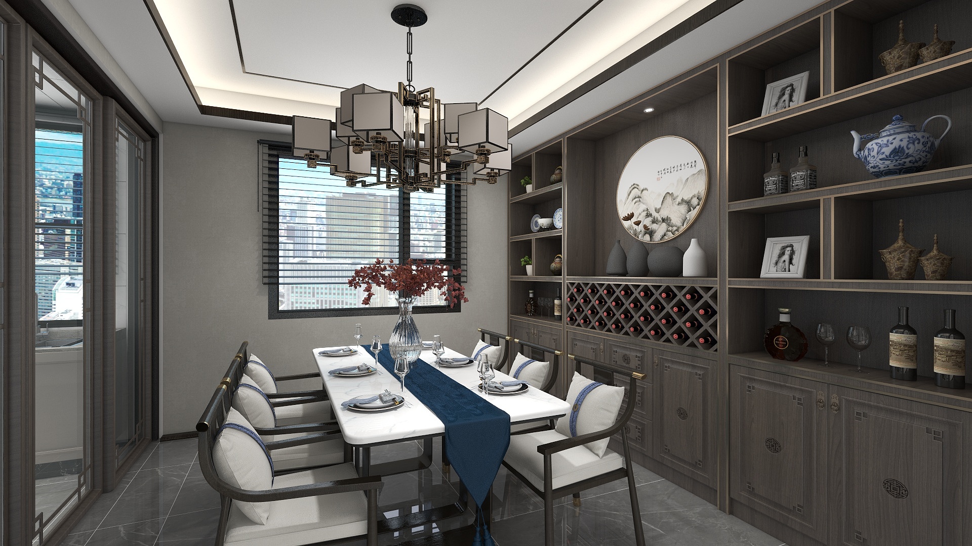 新若水装饰-新中式跃层装修效果图