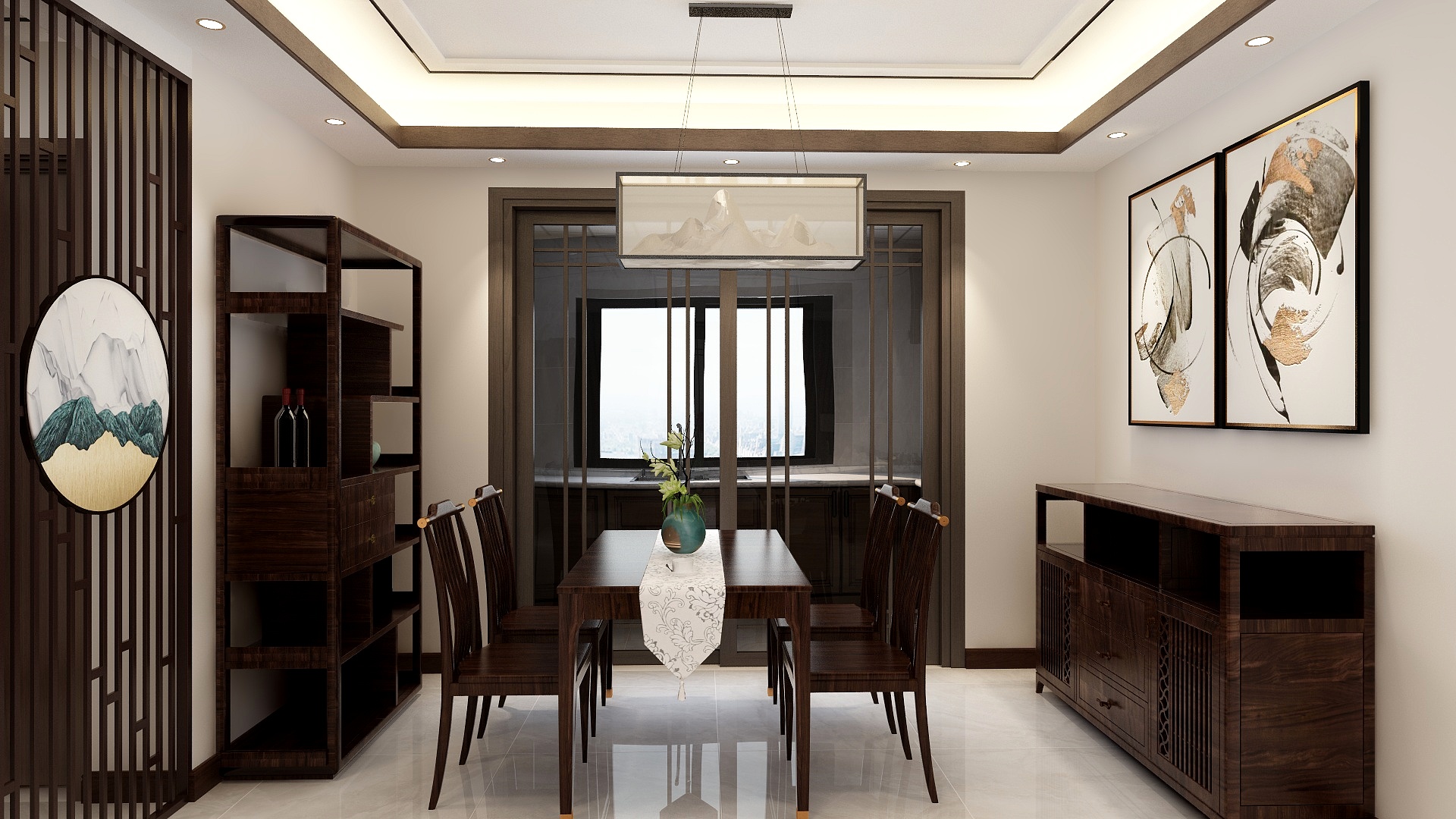 张震YC-中山苑福宅中式家具展示装修效果图