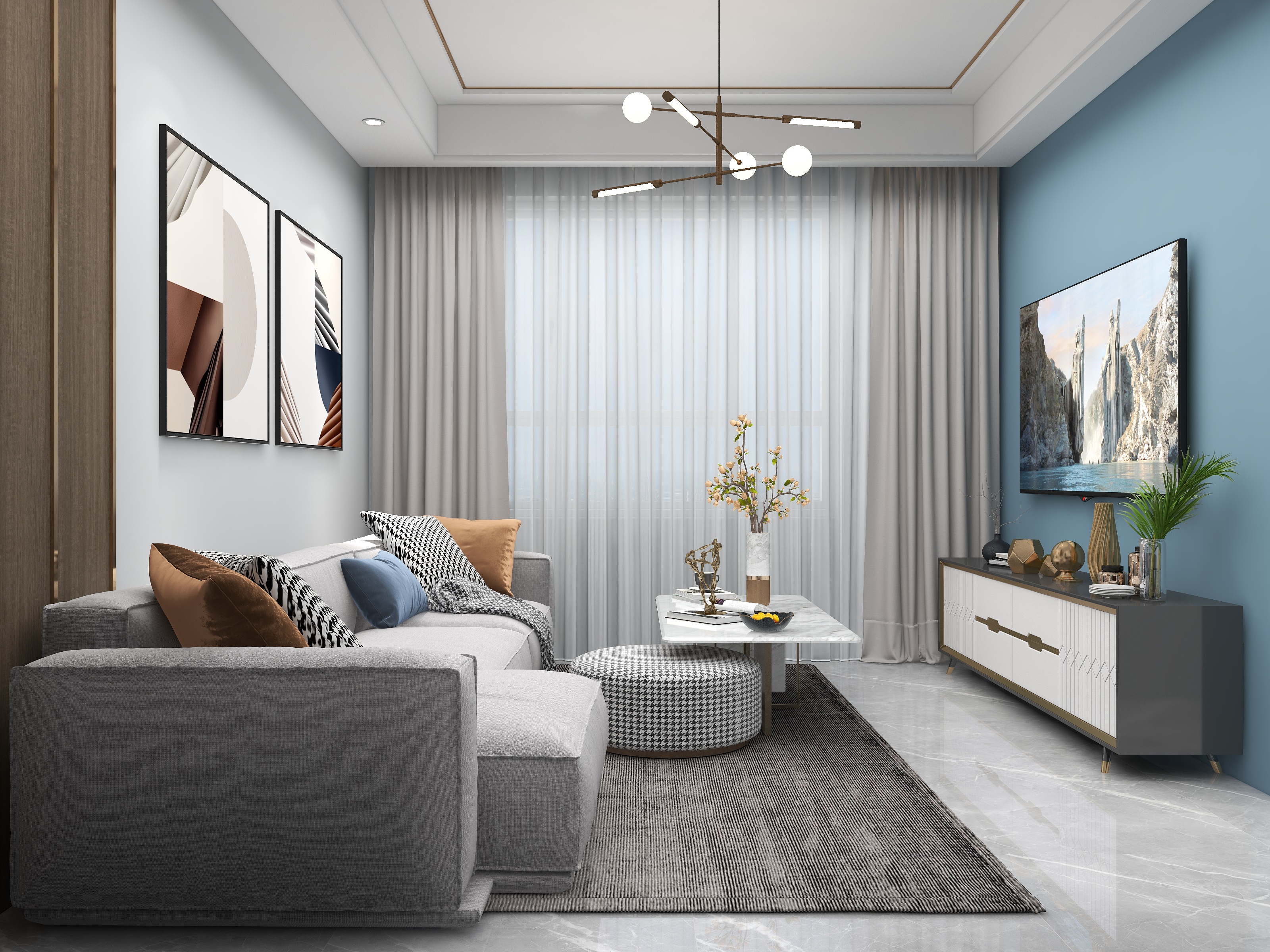 壹诺设计工作室-现代轻奢2.15装修效果图