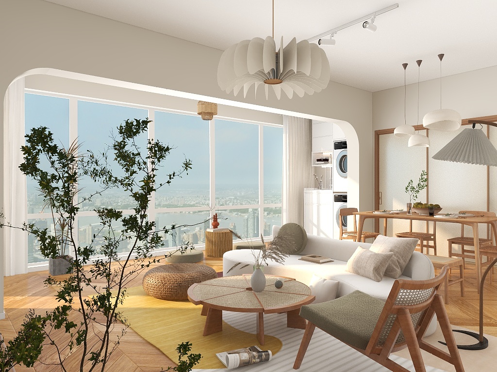 Monoo-丽景雅居-日式极简无吊顶装修效果图