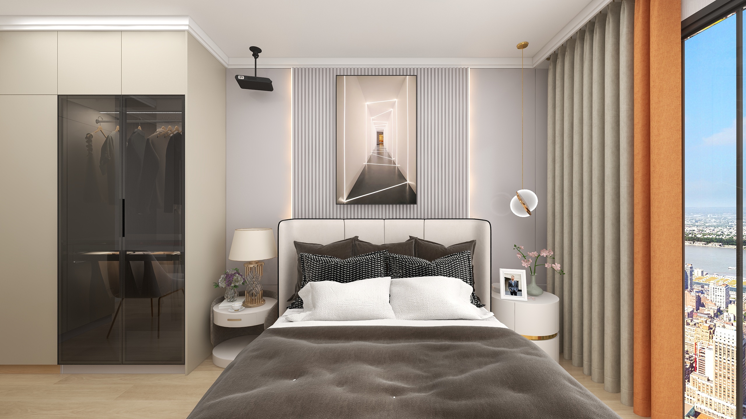 设计师林逸-18平暖色系主卧婚房-装修设计方案