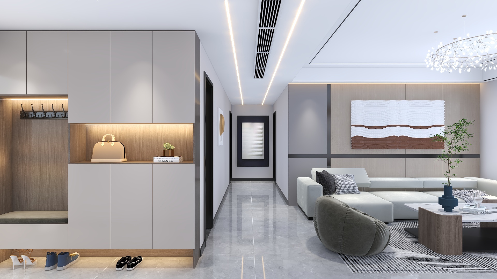 刘安明-现代简约三居室-杭州塘湾装修效果图