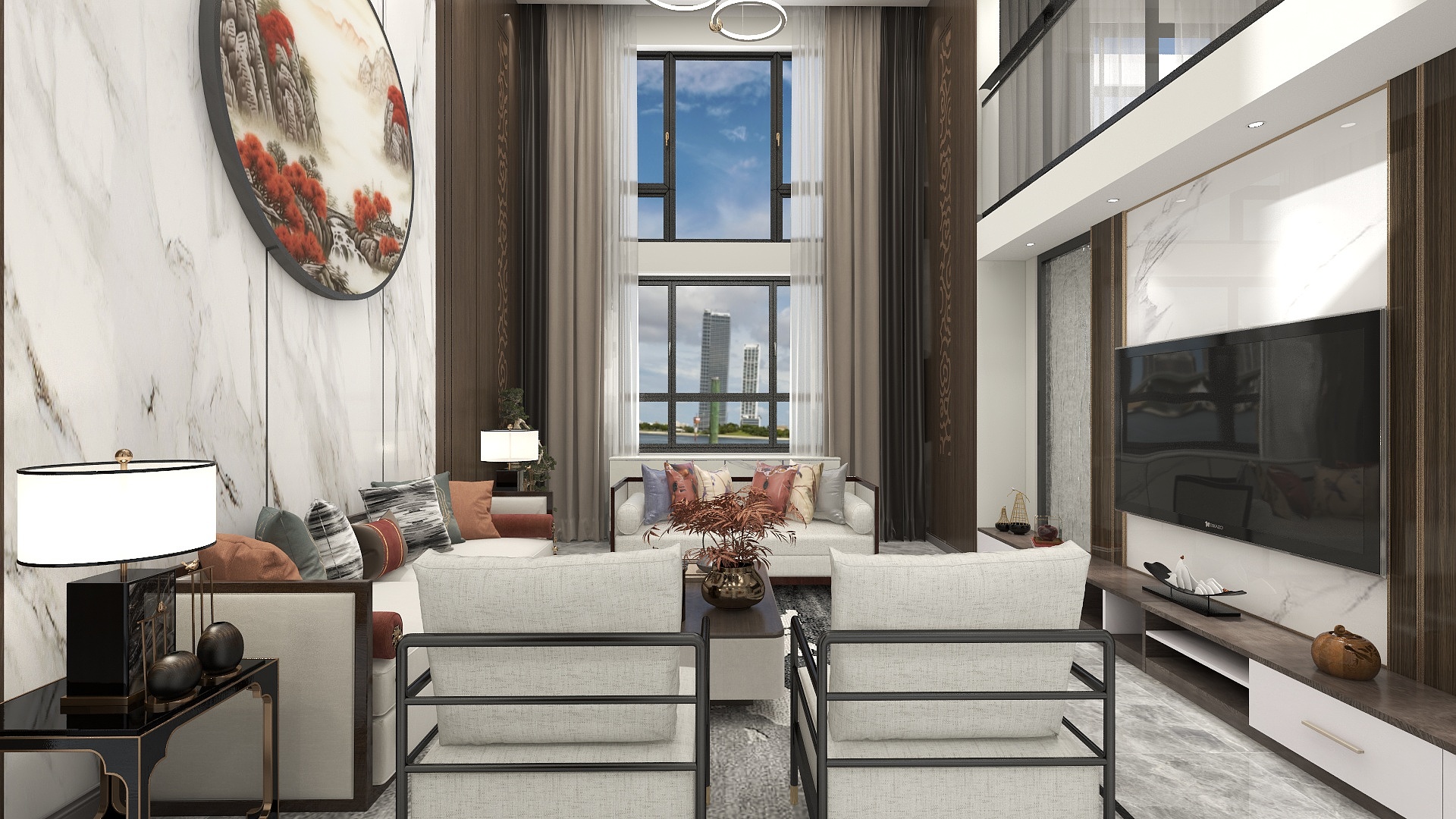 意境设计01-新中式---别墅装修效果图